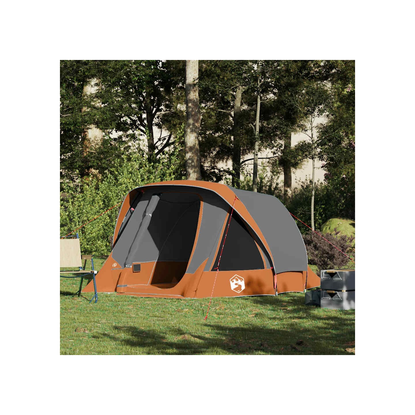 Tente de camping de cabine 4 personnes gris orange imperméable