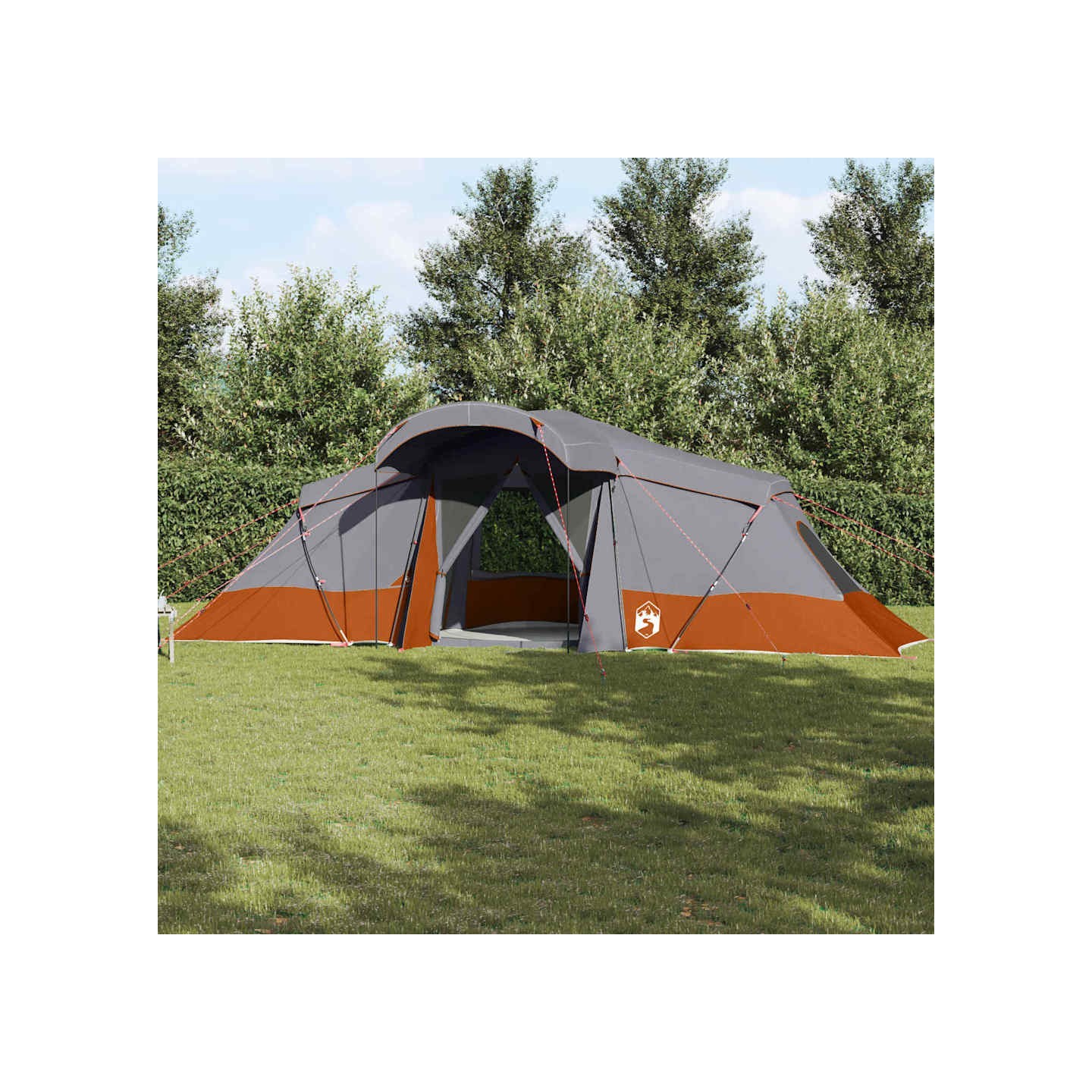 Tente familiale 6 personne Gris et orange