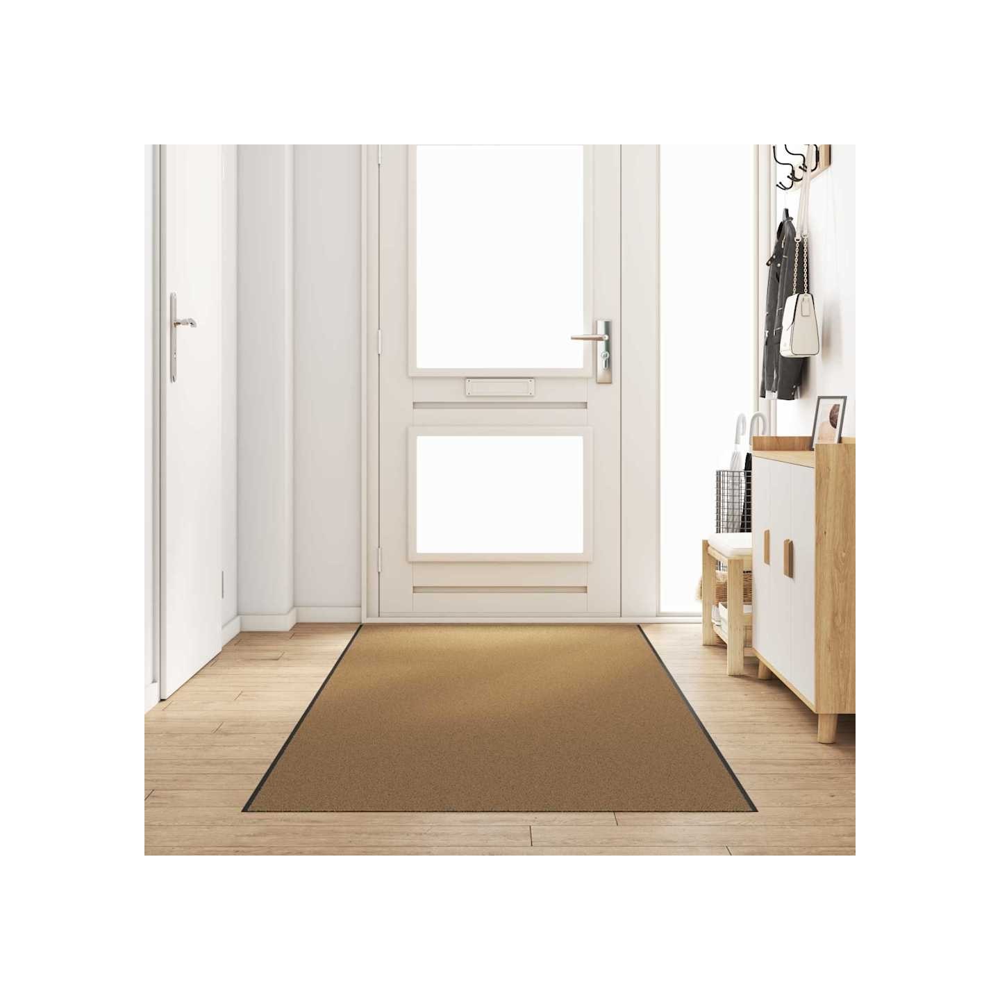 Tapis d'entrée Crème et noir 120 x 350 cm Polyamide et PVC