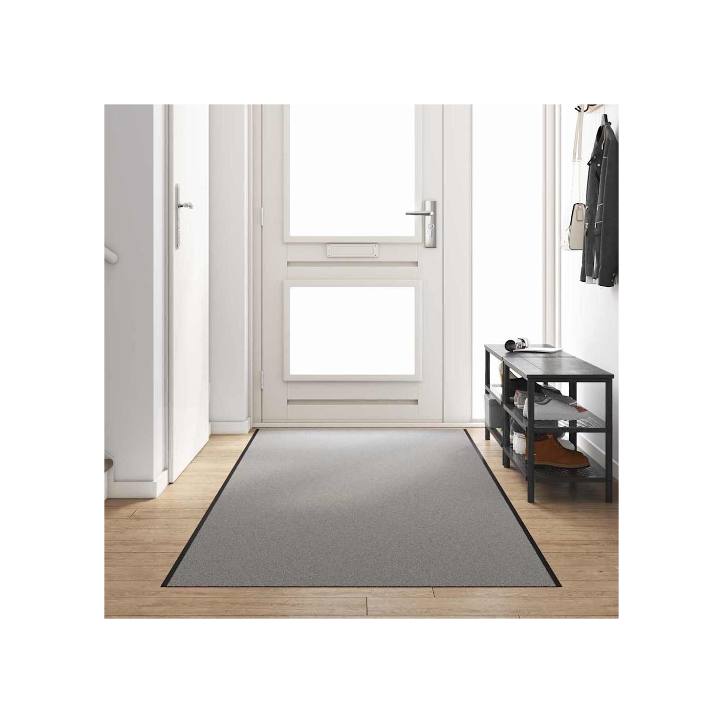Tapis d'entrée Gris et Noir 120 x 400 cm 100% Polyamide