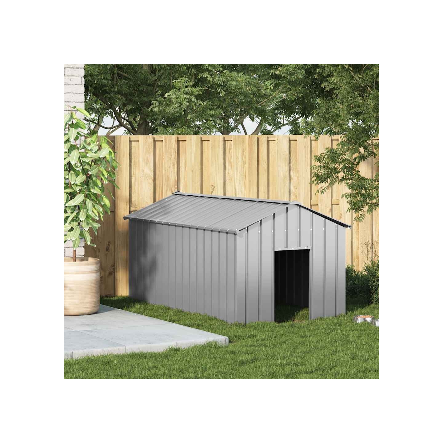 Niche pour chien avec toit noir 114x202x101 cm acier galvanisé