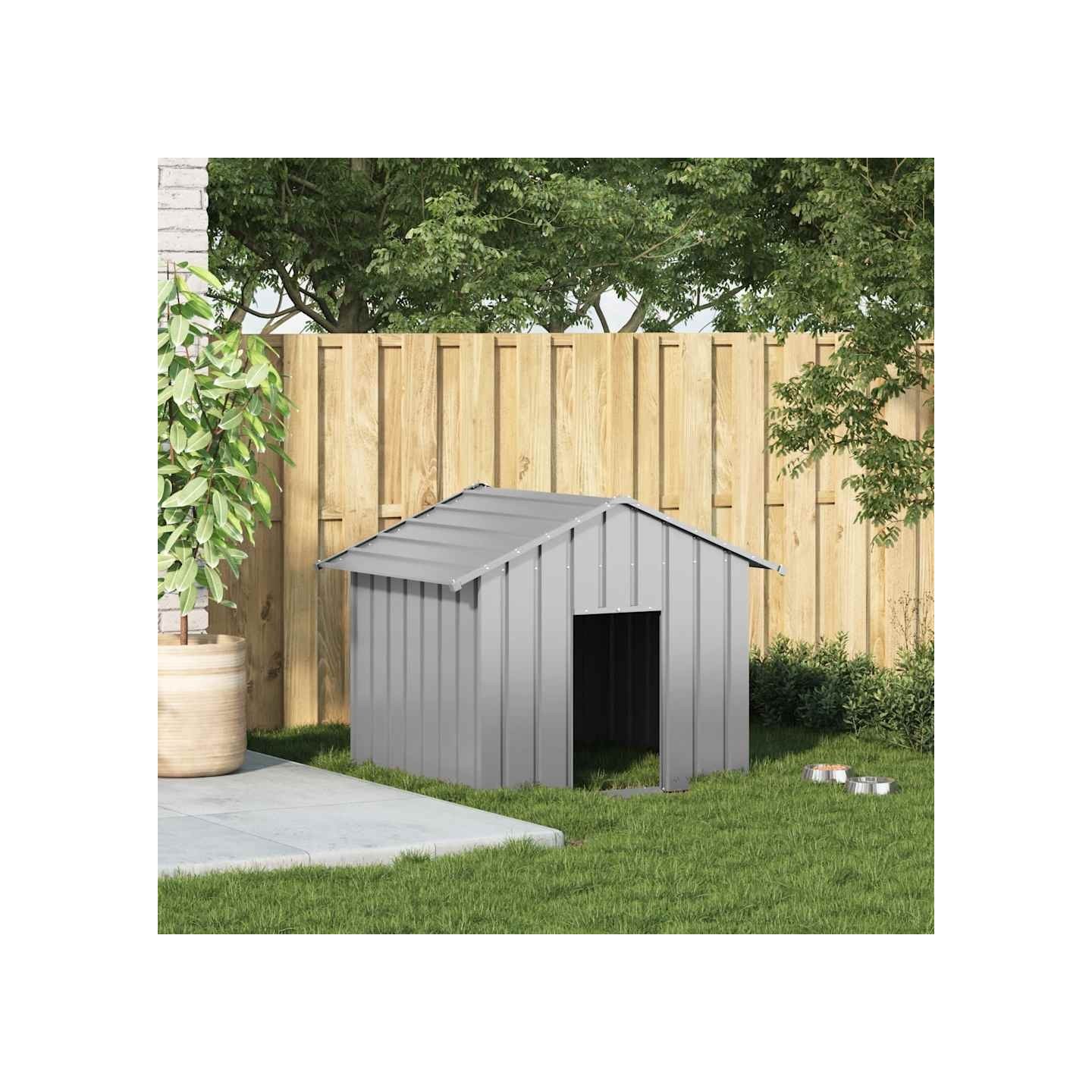 Niche pour chien avec toit noir 131x101x102 cm acier galvanisé