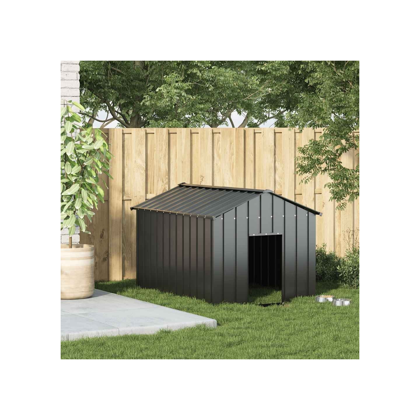 Niche pour chien avec toit noir 113x153x101 cm acier galvanisé