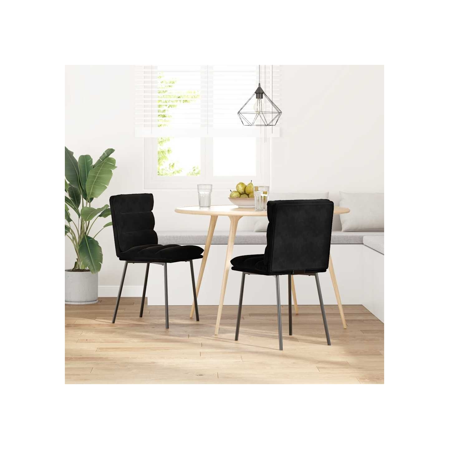 Chaises à manger lot de 2 Noir Velours