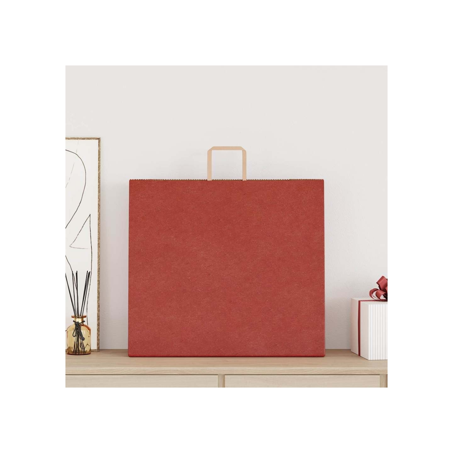 Sacs en papier 250 pcs avec poignées rouge 54x15x49 cm