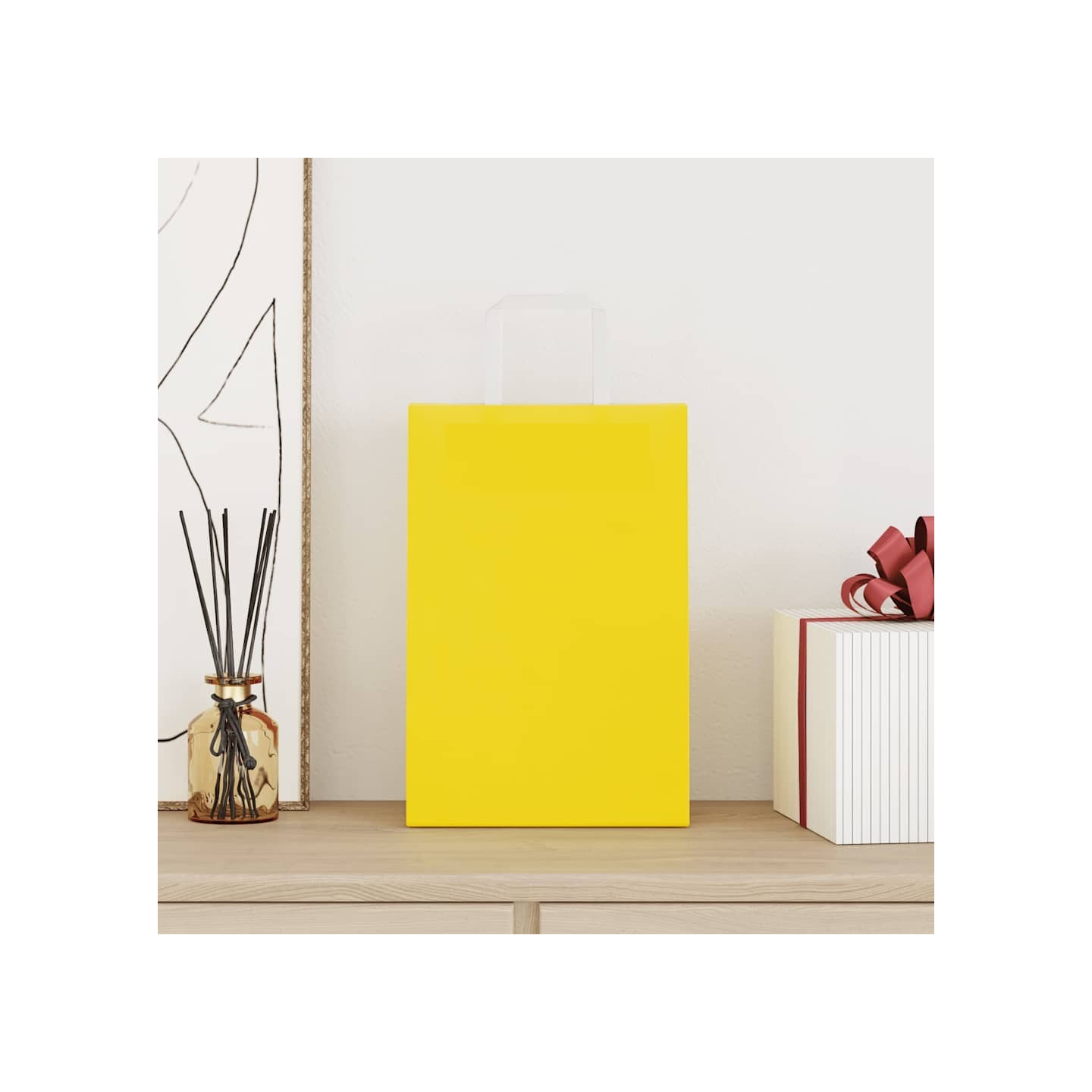 Sacs en papier 250 pcs avec poignées jaune 21x11x31 cm