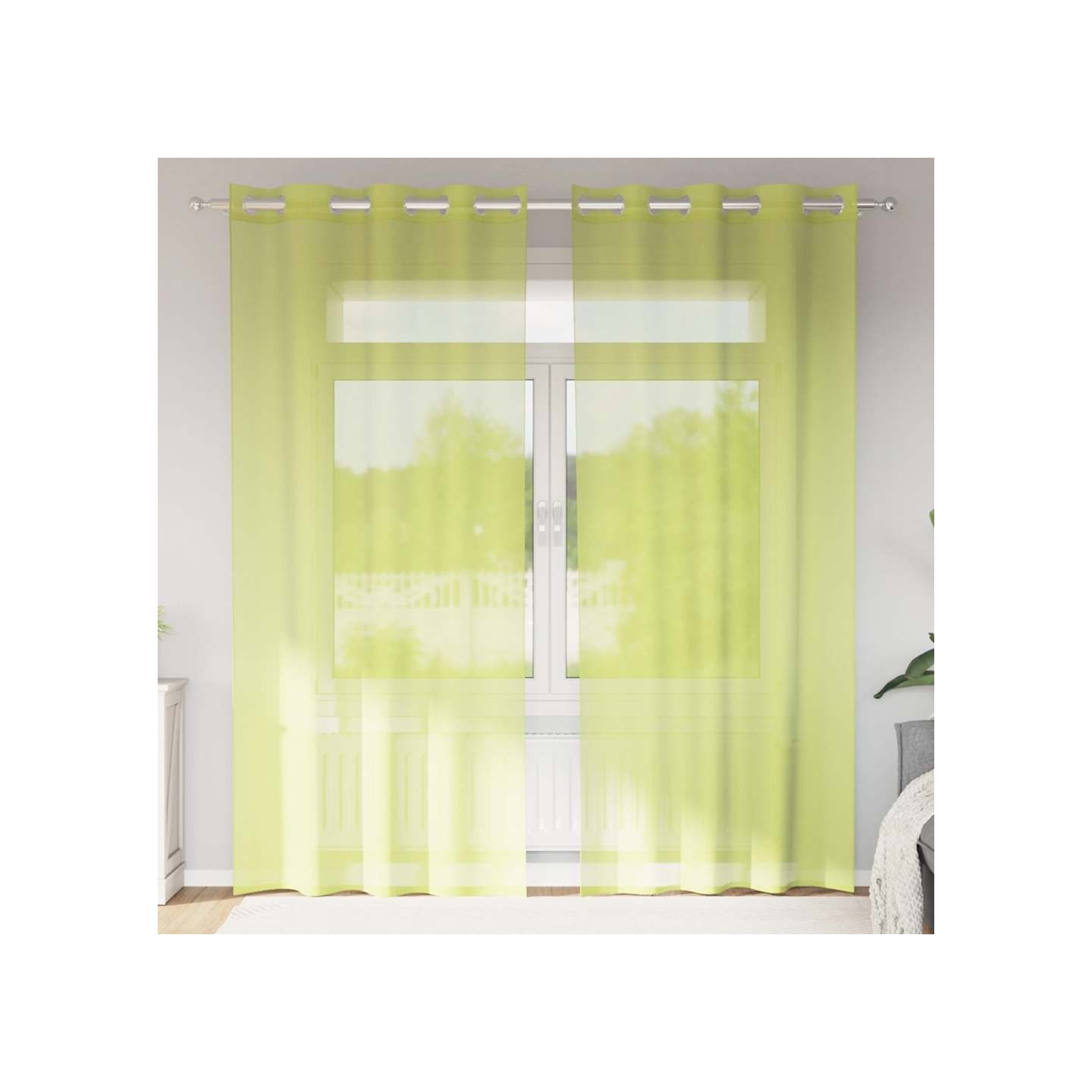 Rideaux en voile avec œillets 2 pcs vert pomme 140x225 cm