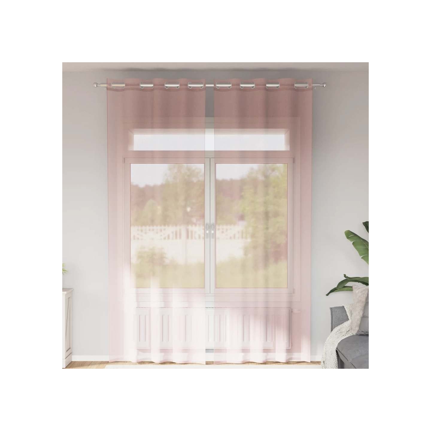 Rideaux en voile avec œillets 2 pcs rose clair 140x300 cm