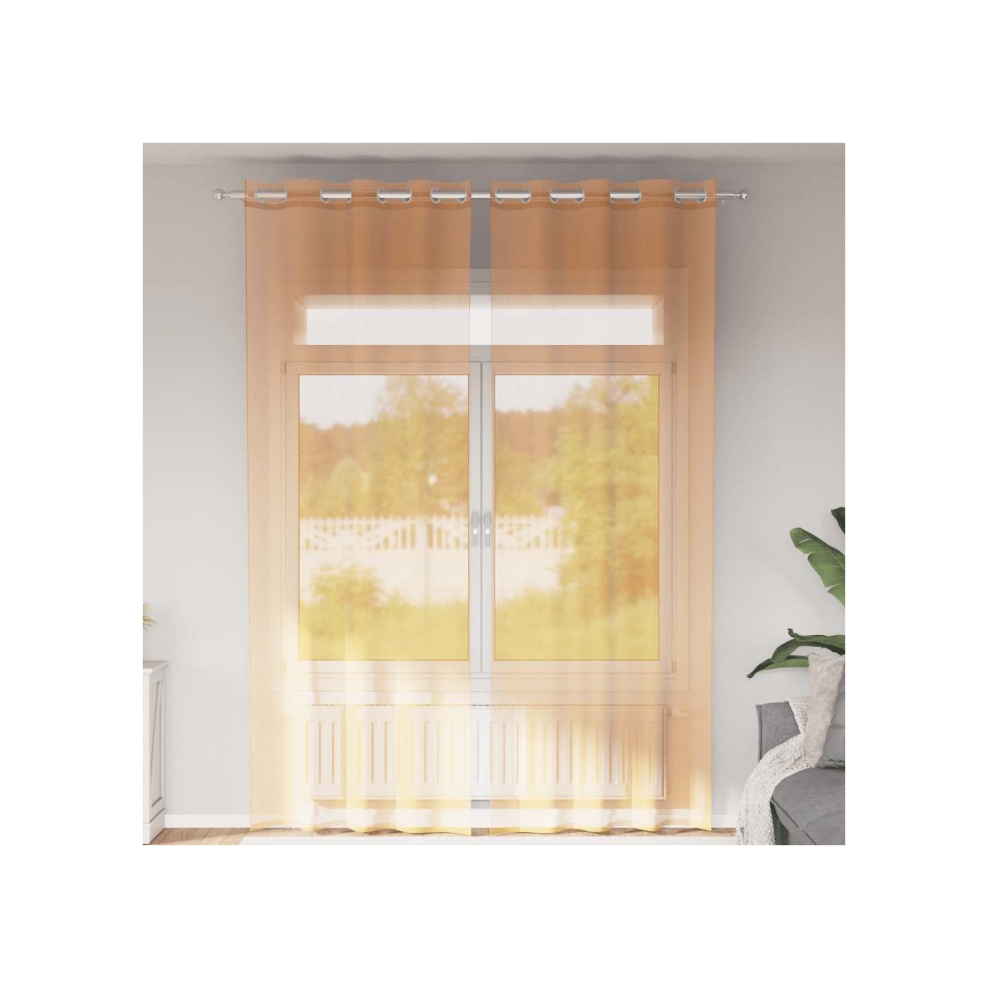 Rideaux en voile avec œillets 2 pcs orange 140x300 cm