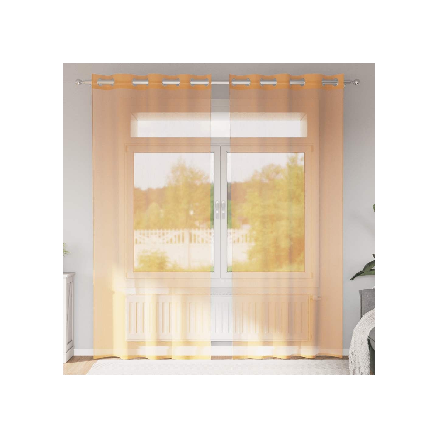 Rideaux en voile avec œillets 2 pcs orange 140x225 cm