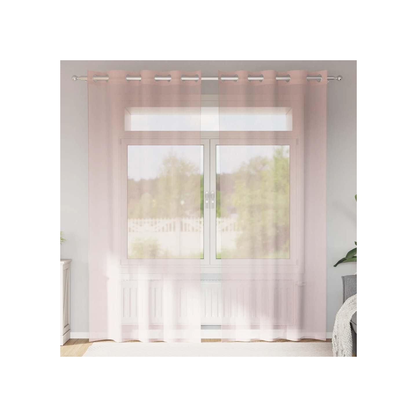 Rideaux en voile avec œillets 2 pcs rose clair 140x225 cm