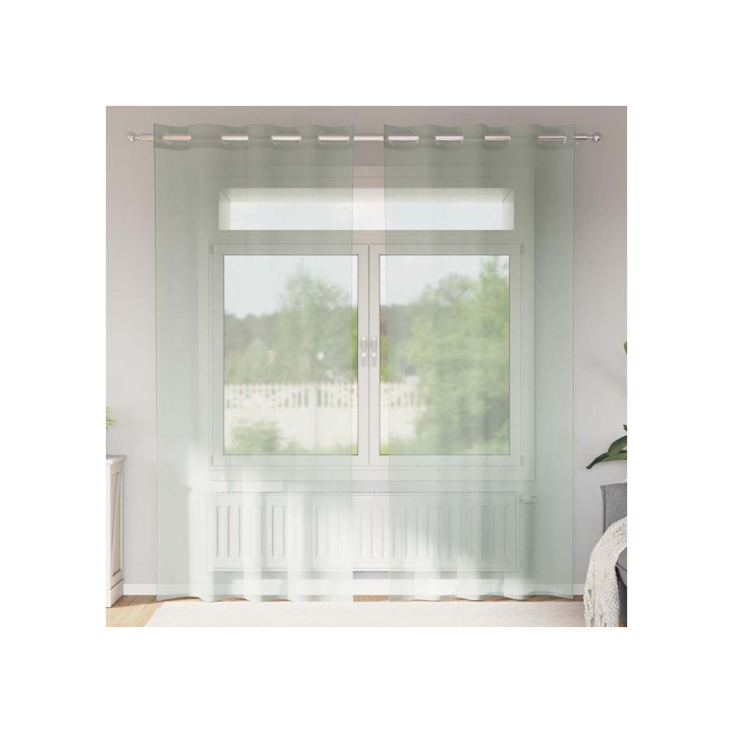 Rideaux en voile avec œillets 2 pcs gris clair 140x225 cm