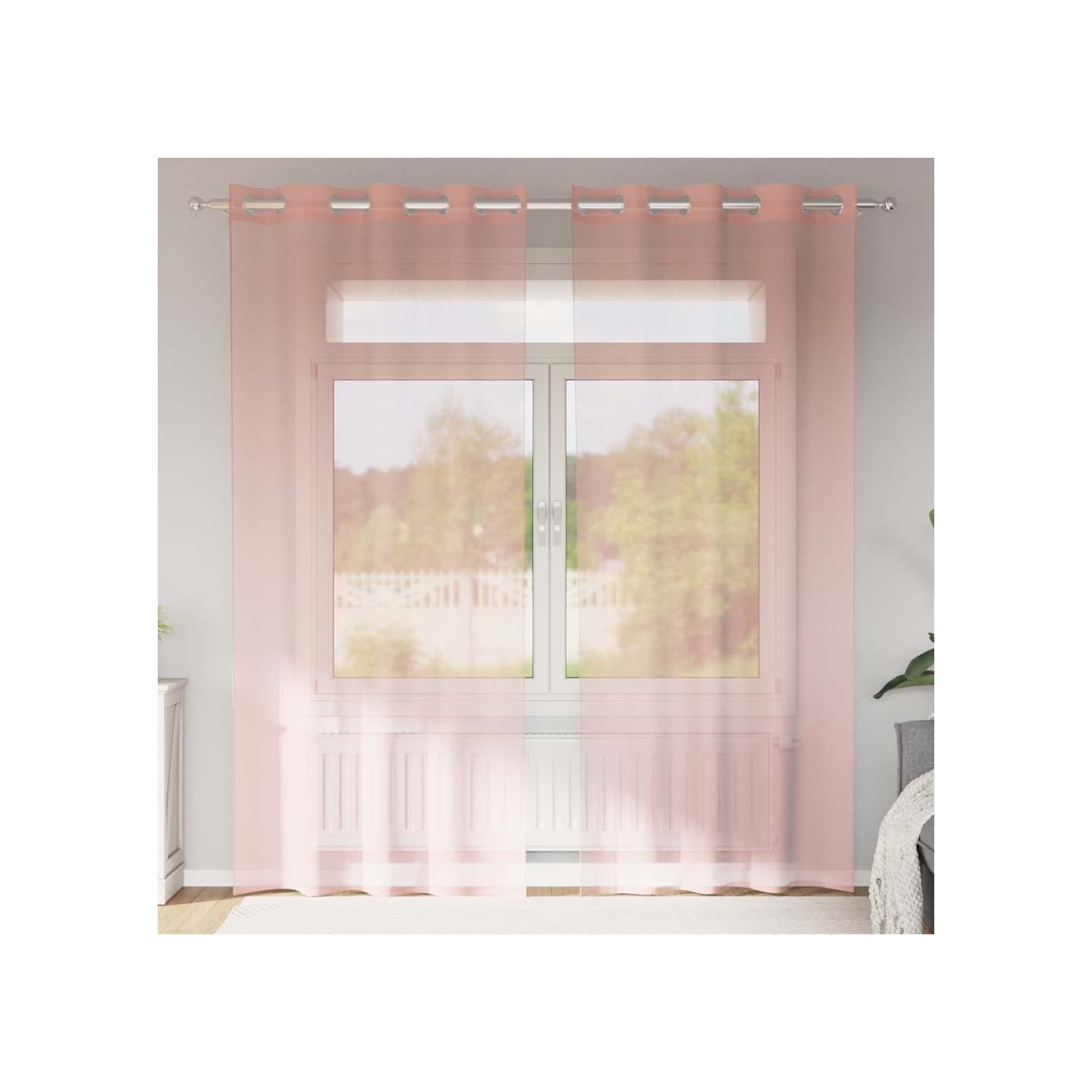 Rideaux en voile avec œillets 2 pcs rose 140x225 cm
