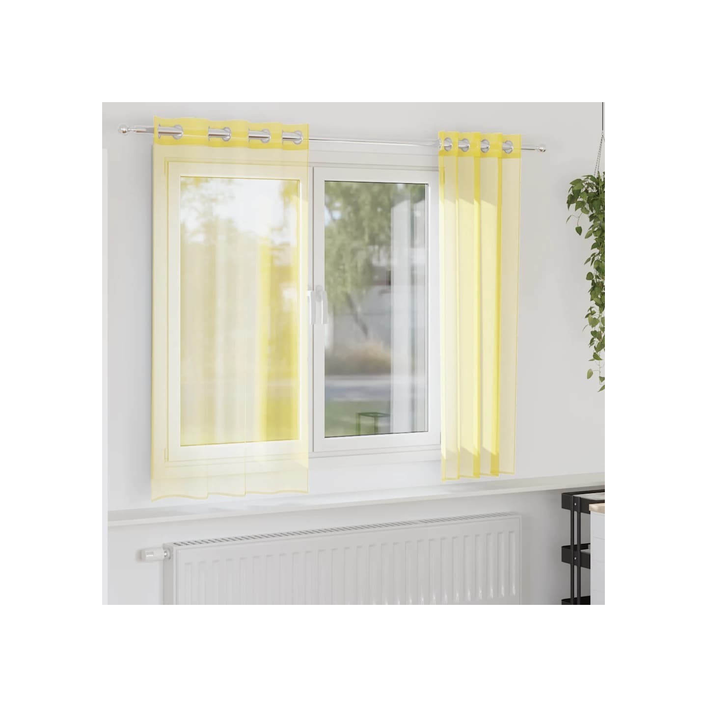 Rideaux en voile avec œillets 2 pcs jaune