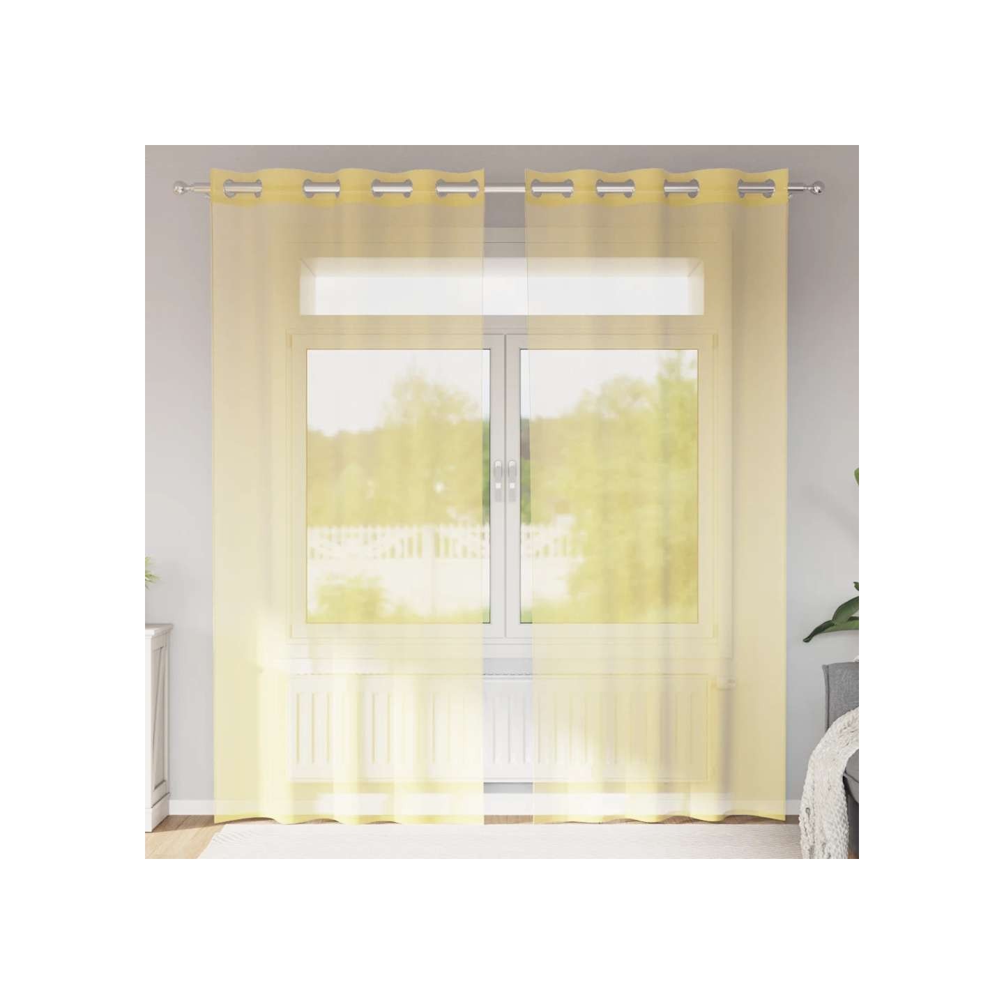 Rideaux en voile avec œillets 2 pcs jaune