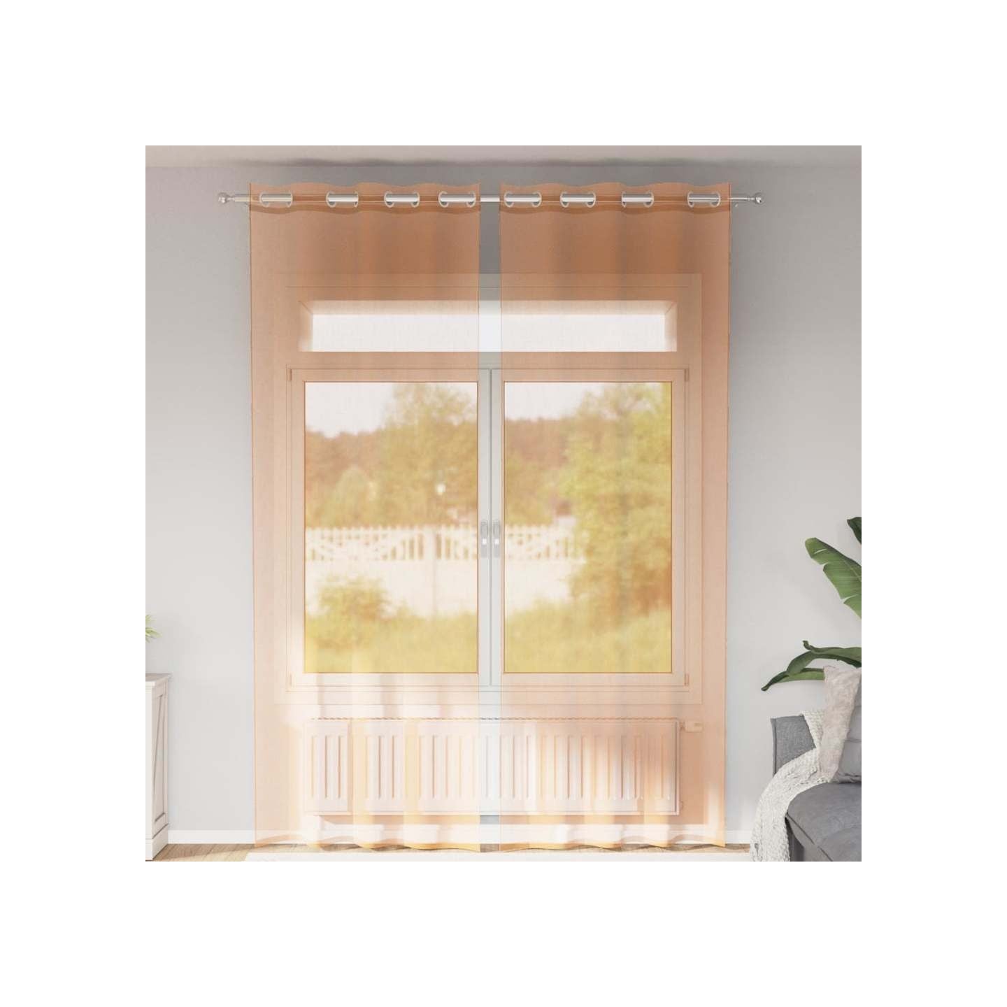 Rideaux en voile avec œillets 2 pcs terre cuite