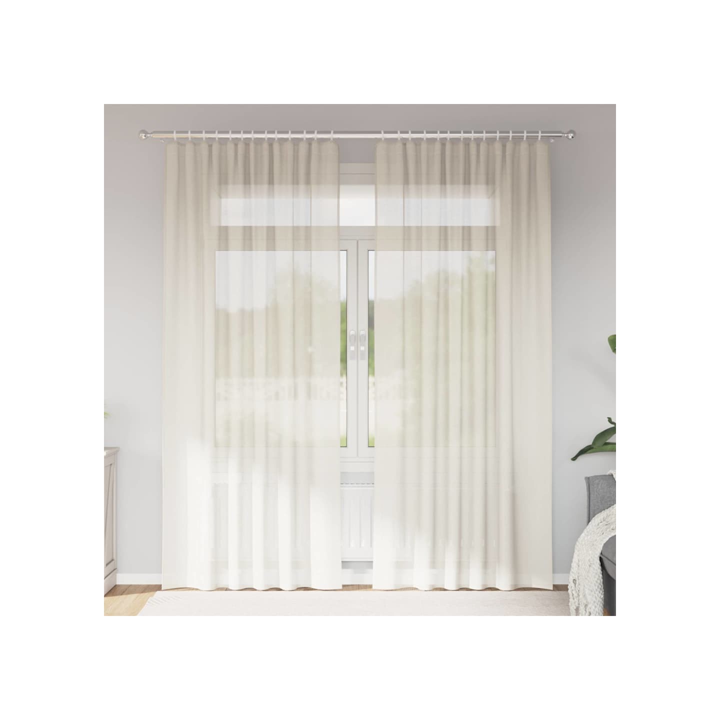 Rideaux en voile à œillets 2 pcs couleur crème