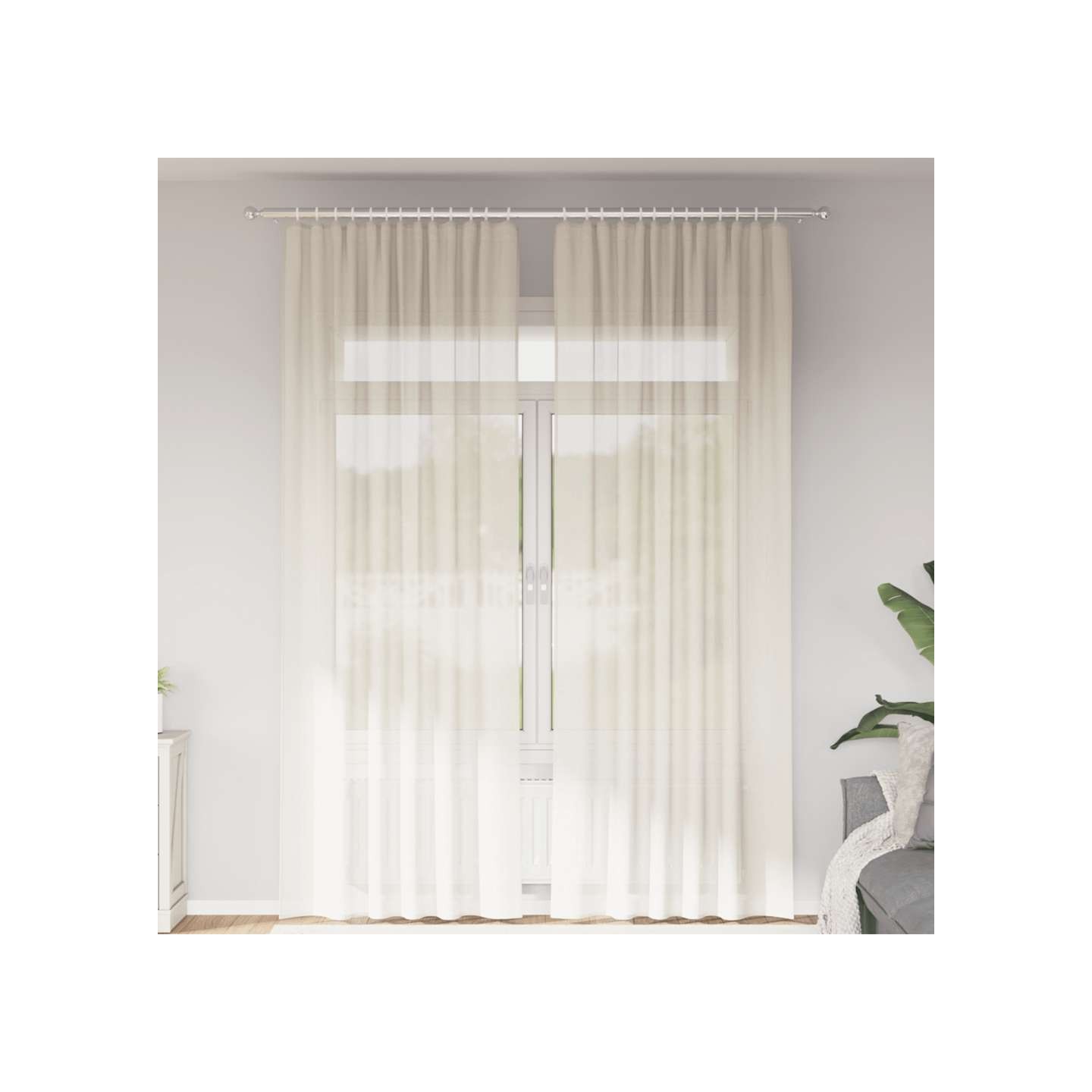 Rideaux en voile à œillets 2 pcs couleur crème
