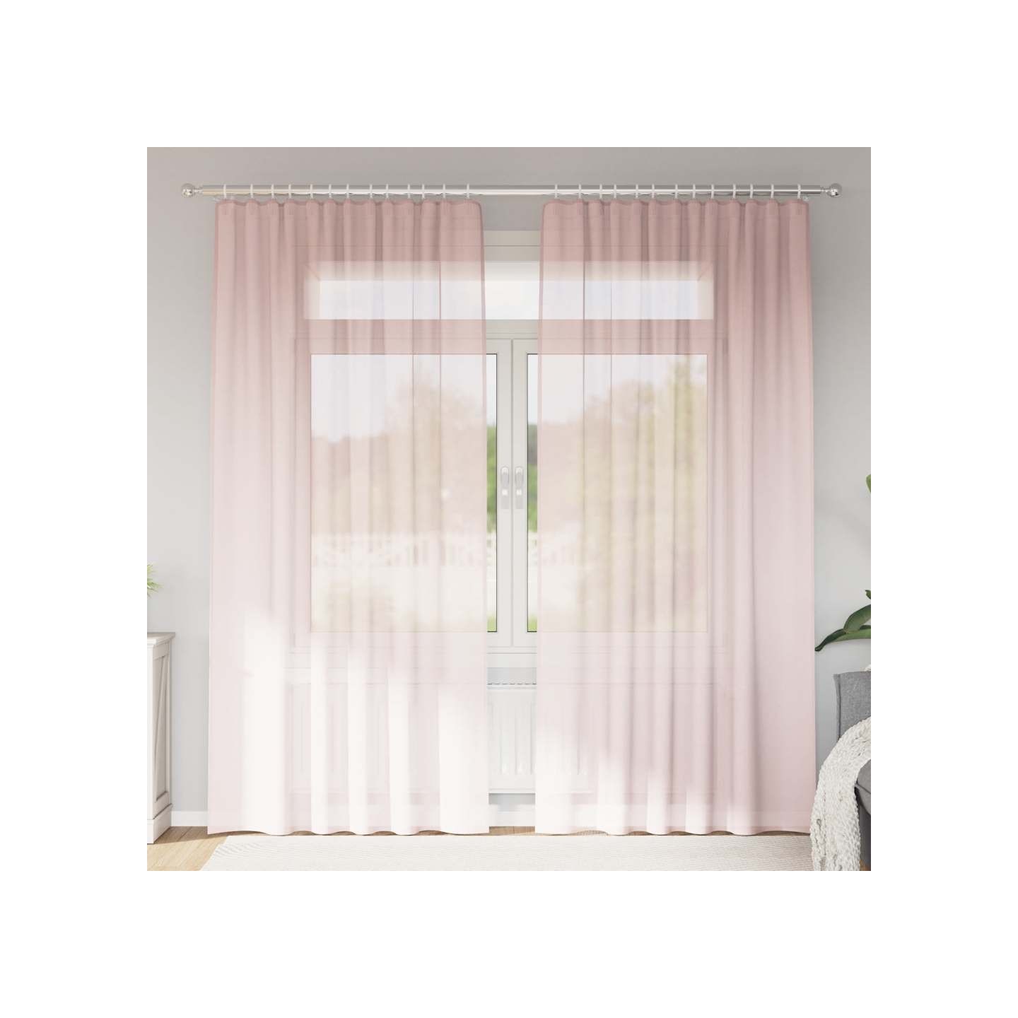 Rideaux en voile avec passe-tringles 2 pcs rose clair