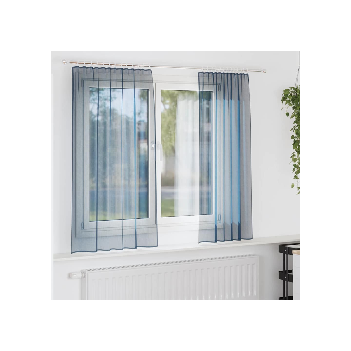 Rideaux en voile avec passe-tringles 2 pcs bleu royal