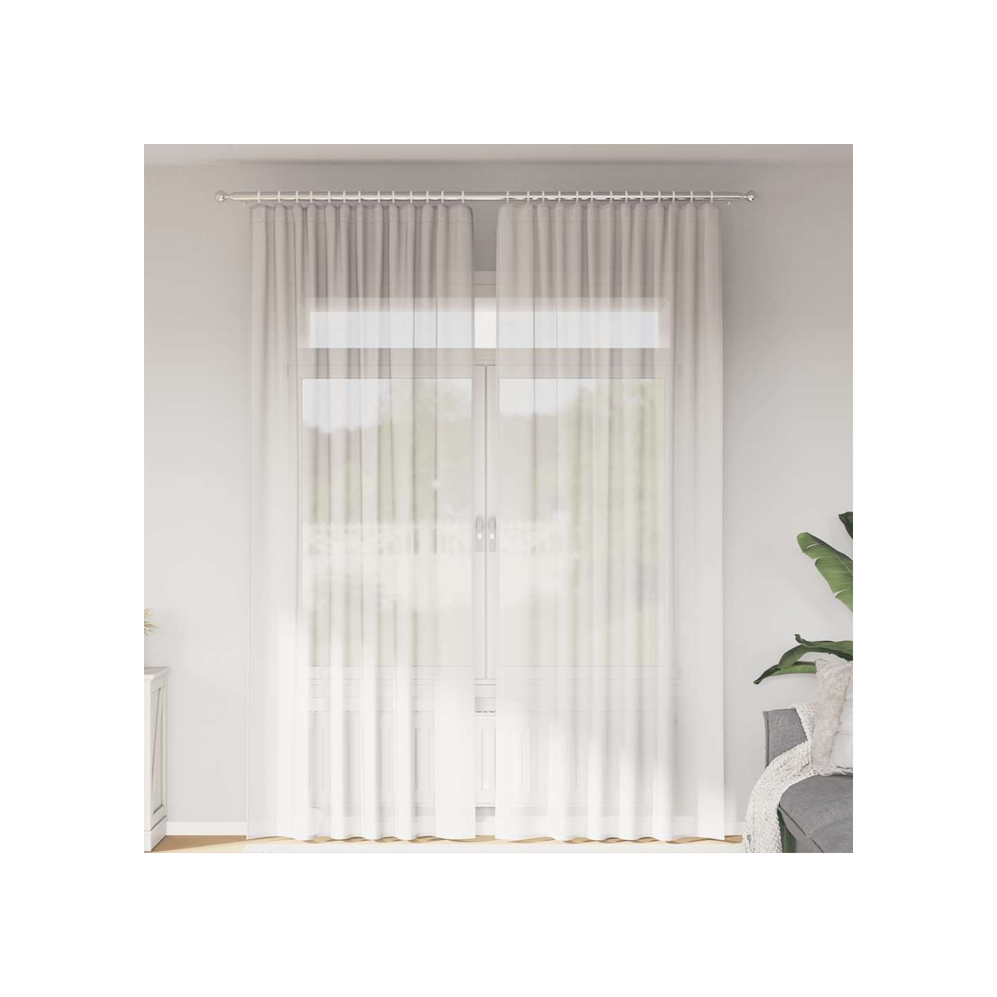 Rideaux en voile avec passe-tringles 2 pcs blanc
