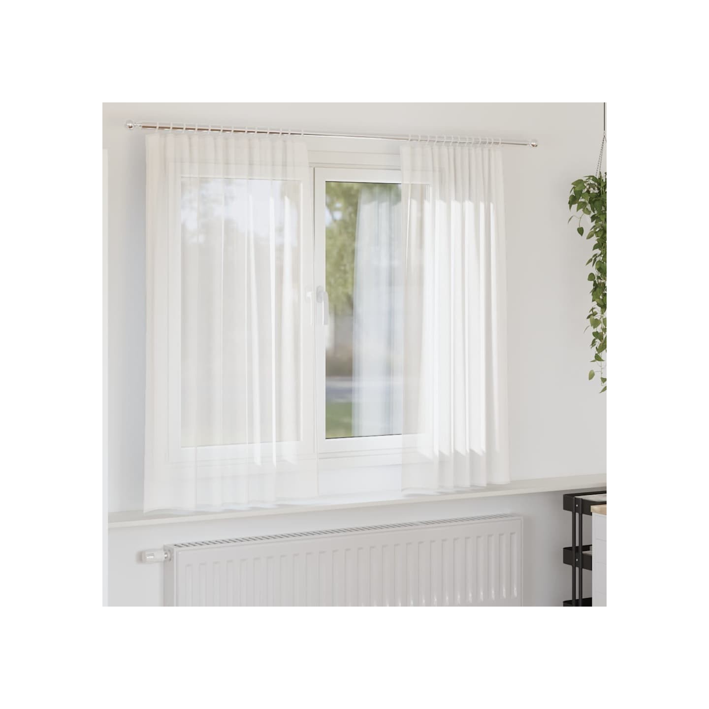 Rideaux en voile avec passe-tringles 2 pcs blanc