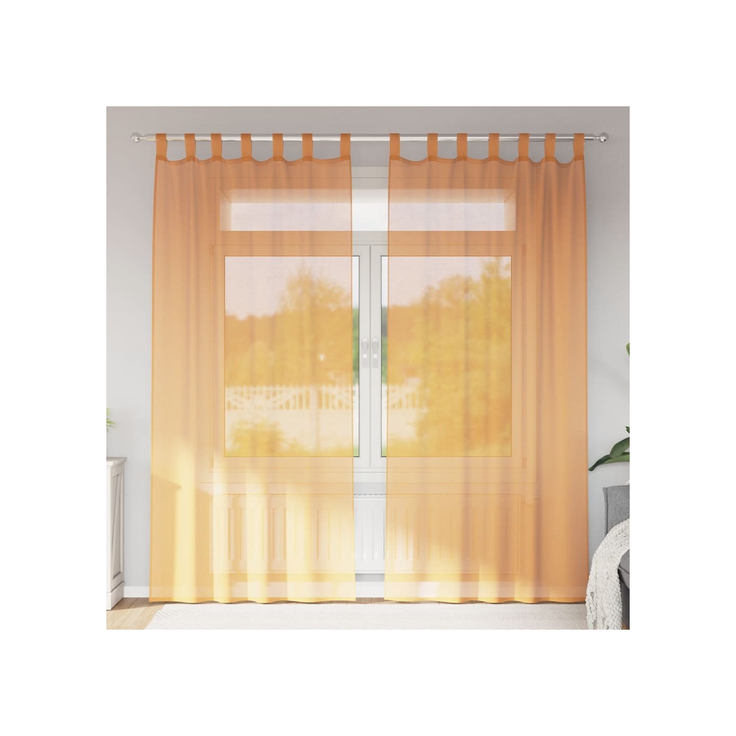 Rideaux en voile avec boucles 2 pcs orange 140x245 cm