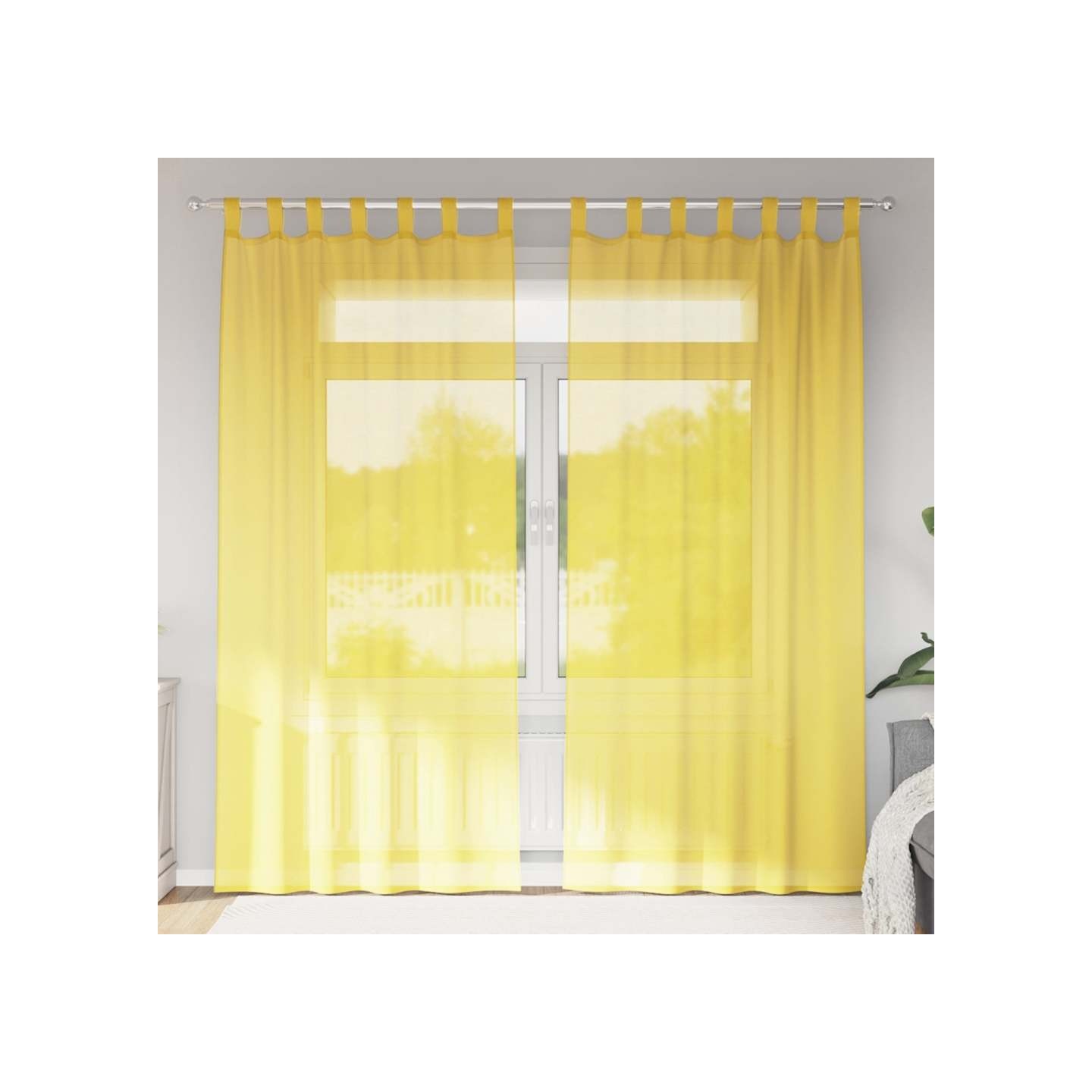 Voilages à œillets 2 pcs jaunes 140 x 225 cm