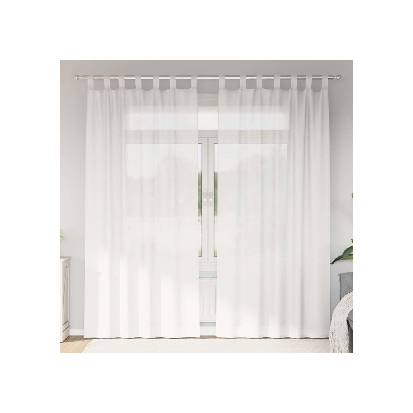 Rideaux en voile avec boucles 2 pcs blanc 140x245 cm