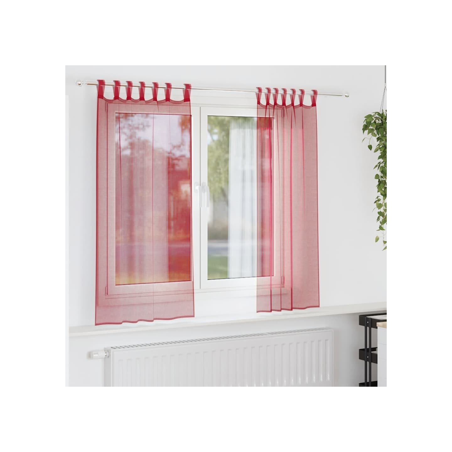 Voilages à œillets 2 pcs rouge bordeaux 140 x 140 cm