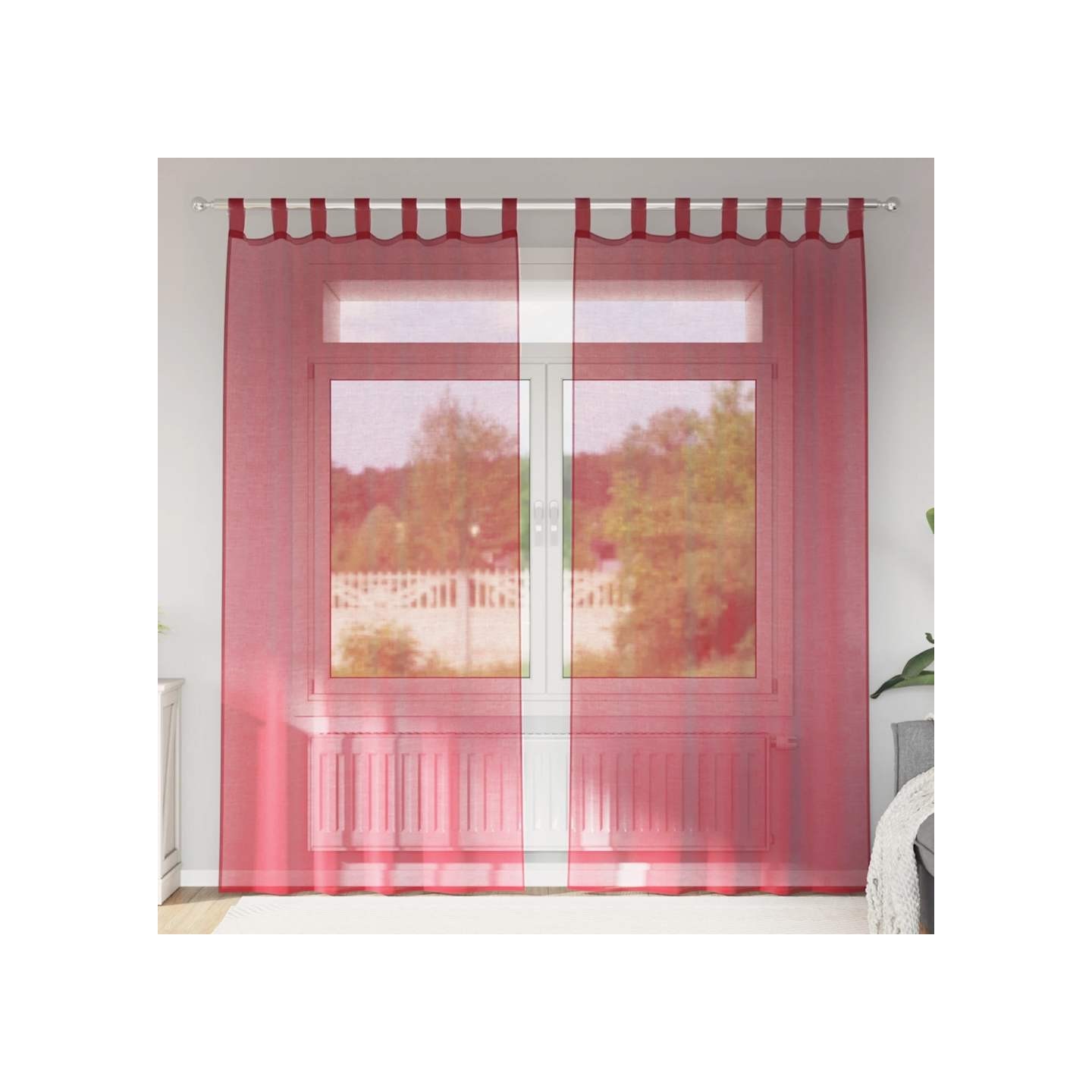 Voilages à œillets 2 pcs rouge bordeaux 140 x 225 cm