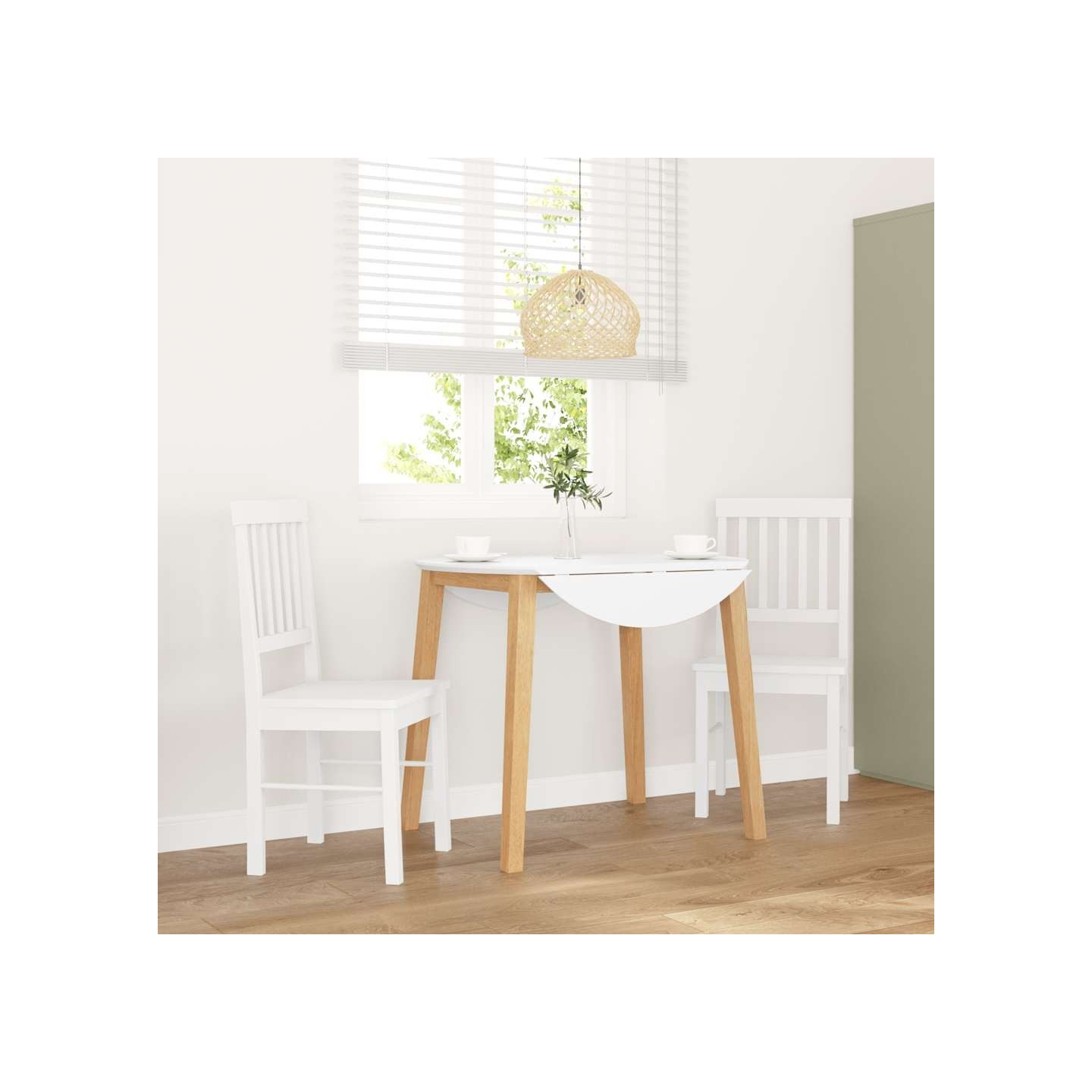 Chaises à manger 2 pcs blanc bois massif caoutchouc
