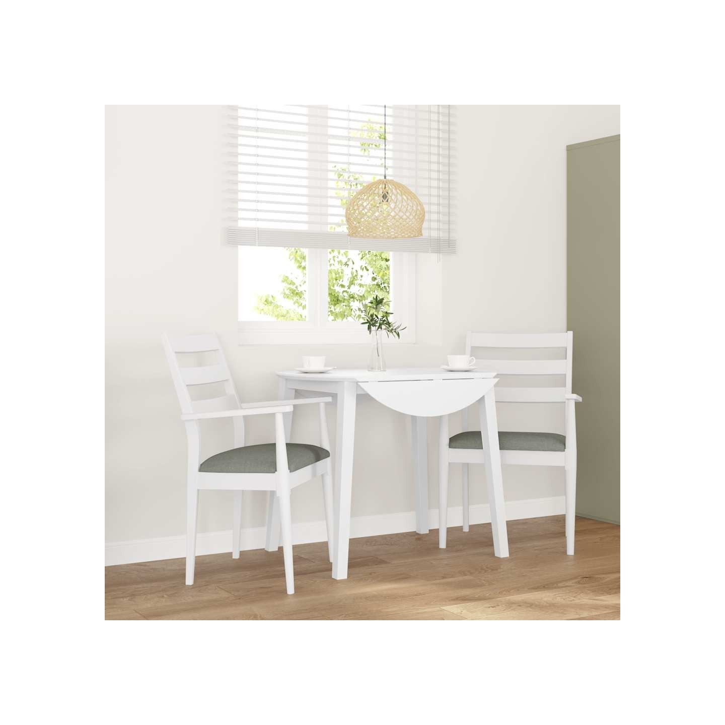 Chaises de salle à manger avec coussins 2 pcs blanc