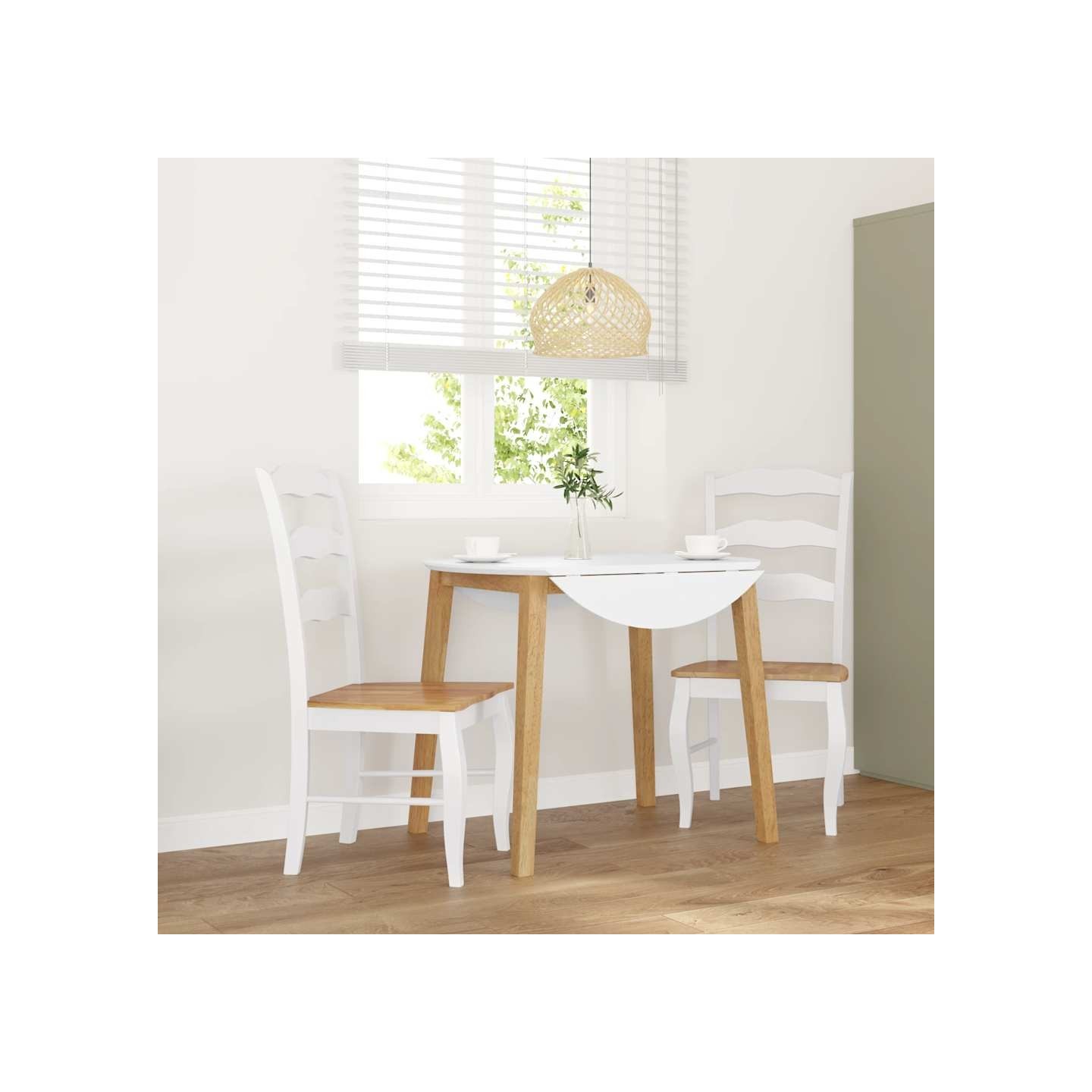 Chaises de salle à manger 2 pcs blanc bois massif d'hévéa