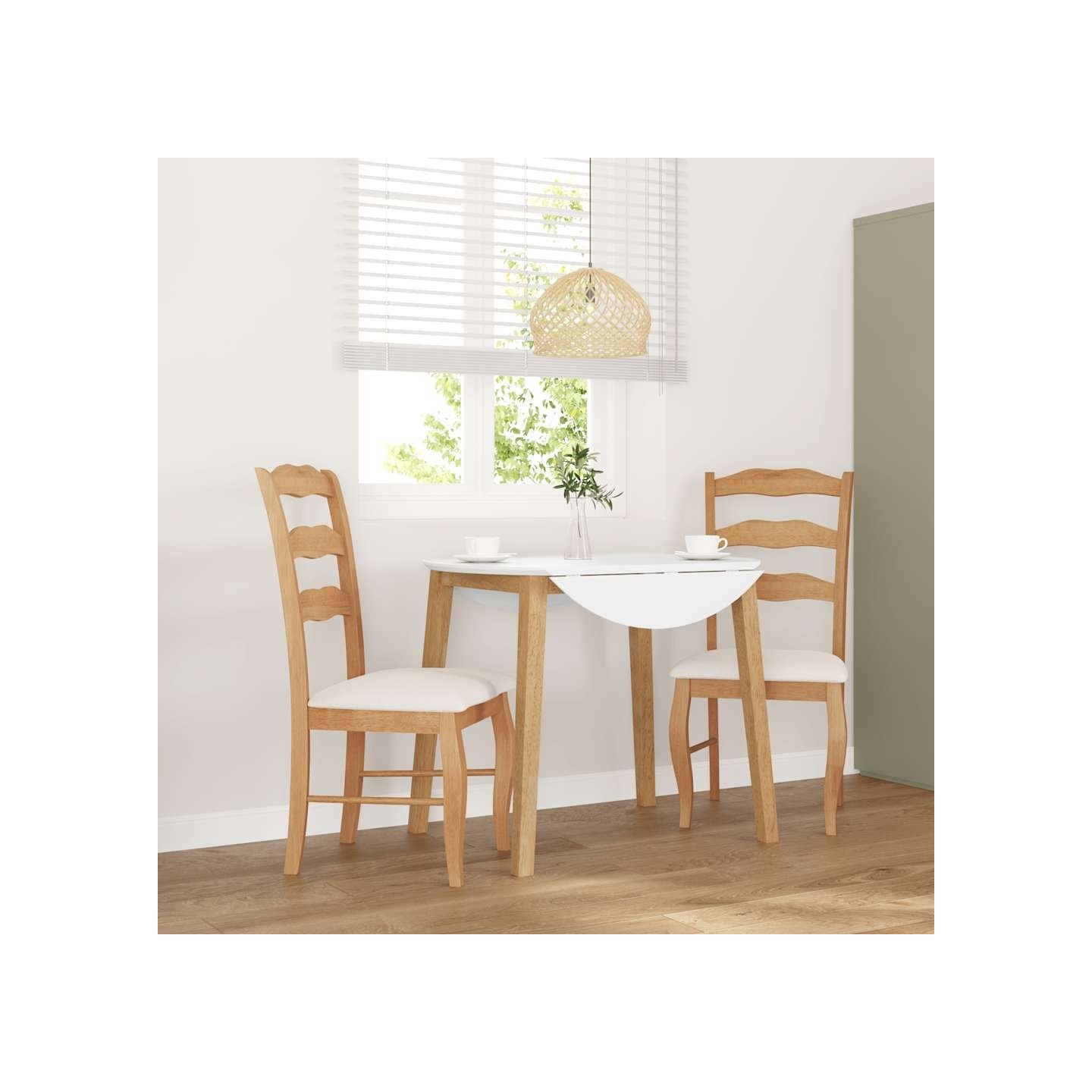 Chaises de salle à manger avec coussins 2 pcs naturel