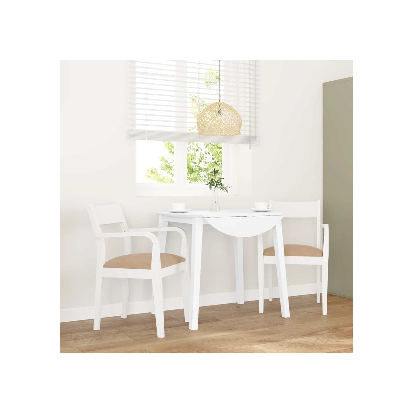 Chaises à manger coussins 2 pcs blanc bois massif caoutchouc
