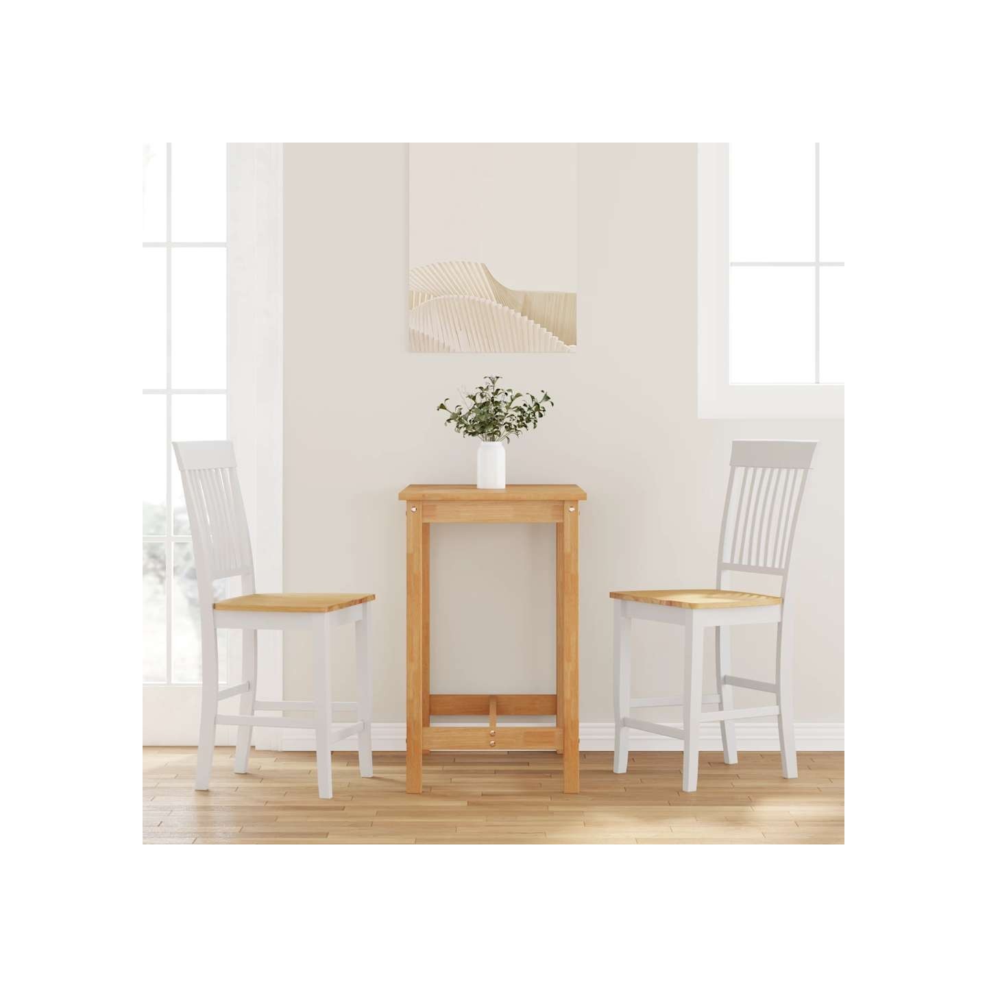Tabourets de bar (lot de 2) en bois massif blanc et caoutchouc