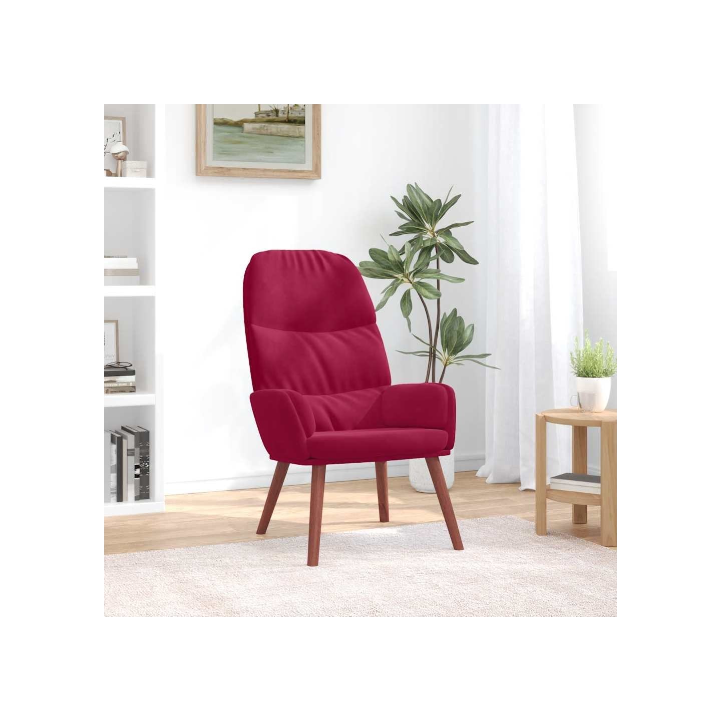 Fauteuil relaxant velours rouge vin