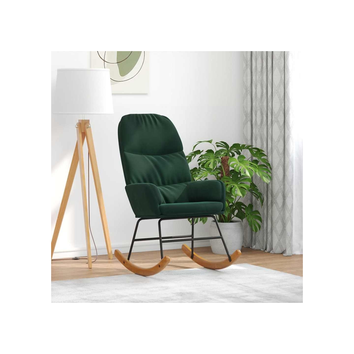 Fauteuil à bascule velours vert foncé