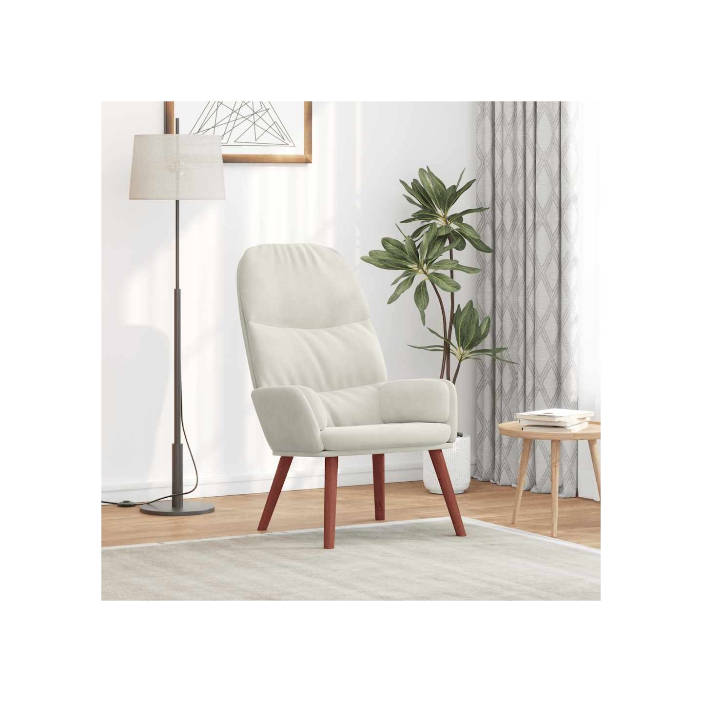 Fauteuil relaxant velours blanc crème