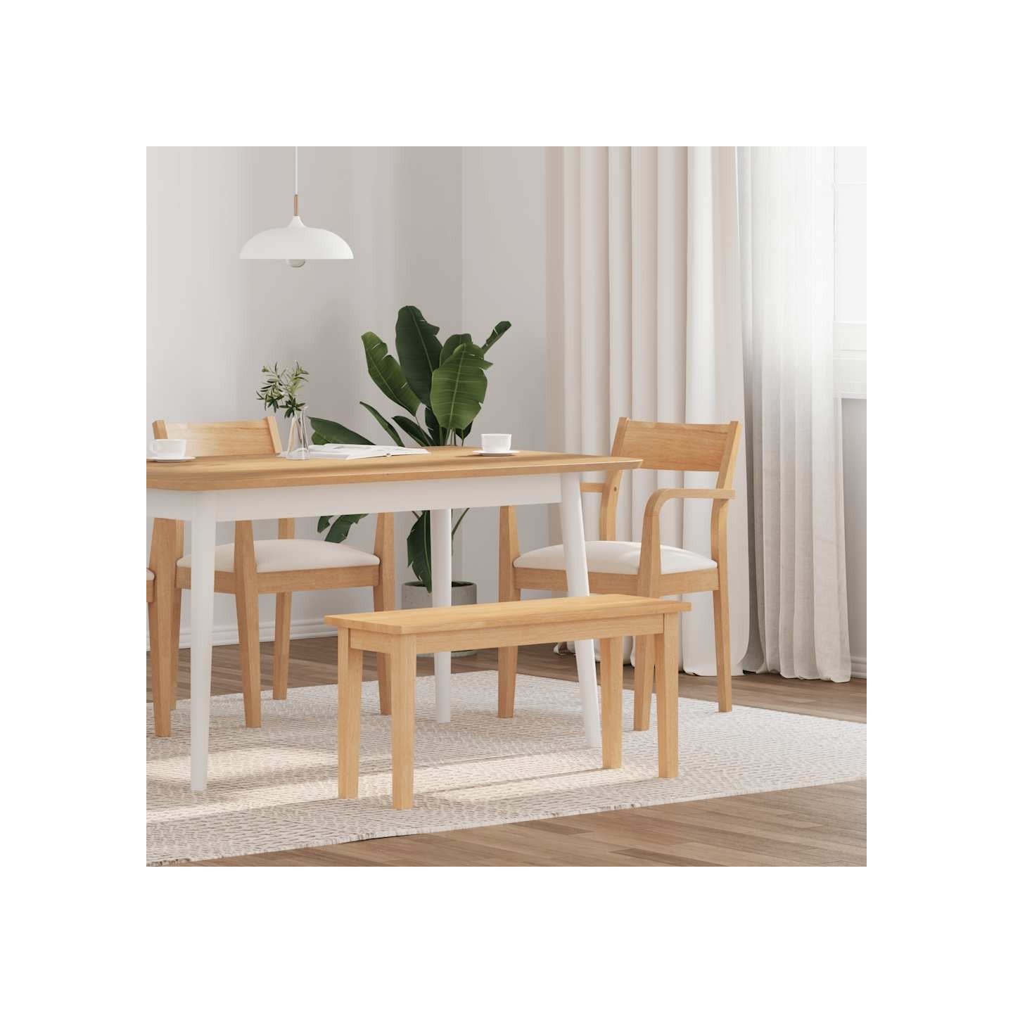 Banc 90 cm bois massif caoutchouc