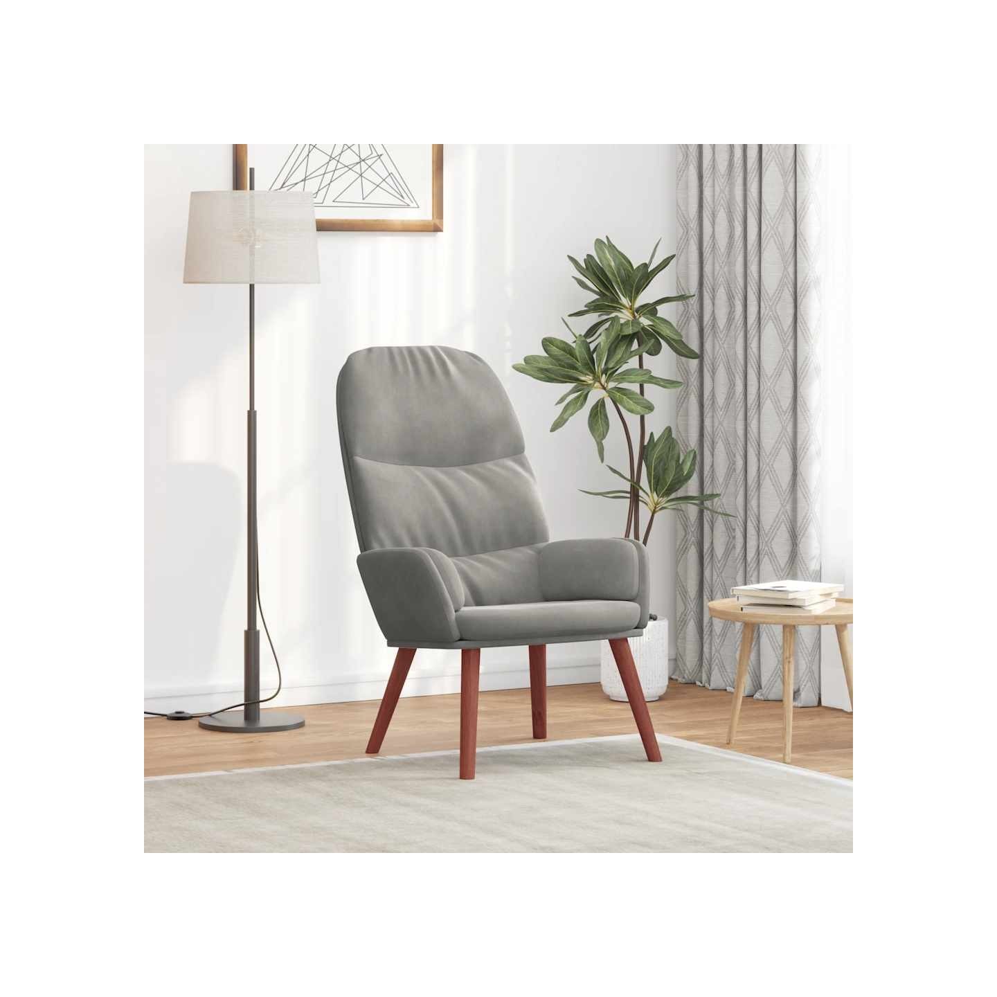 Fauteuil relax velours gris clair