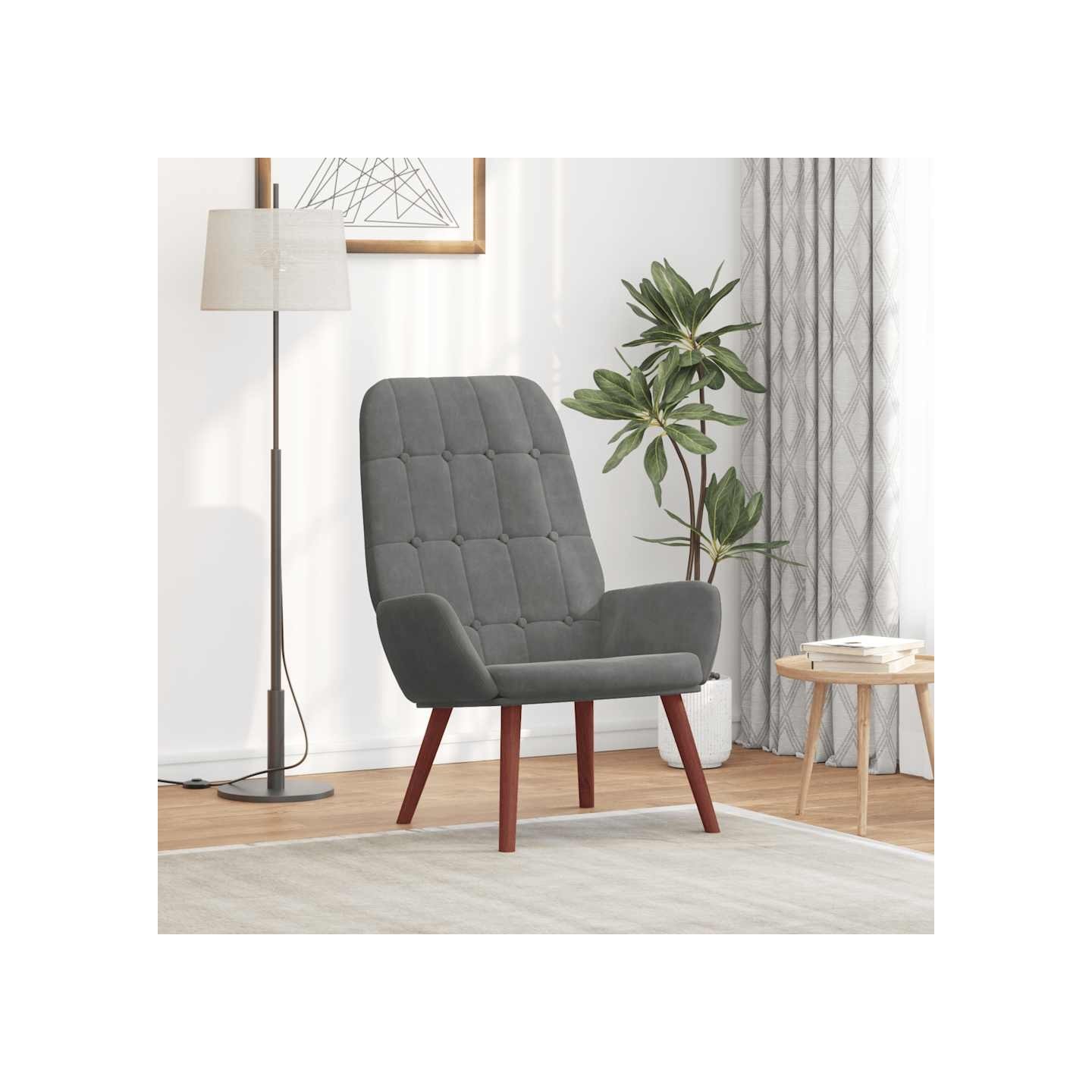 Fauteuil relaxant velours gris foncé