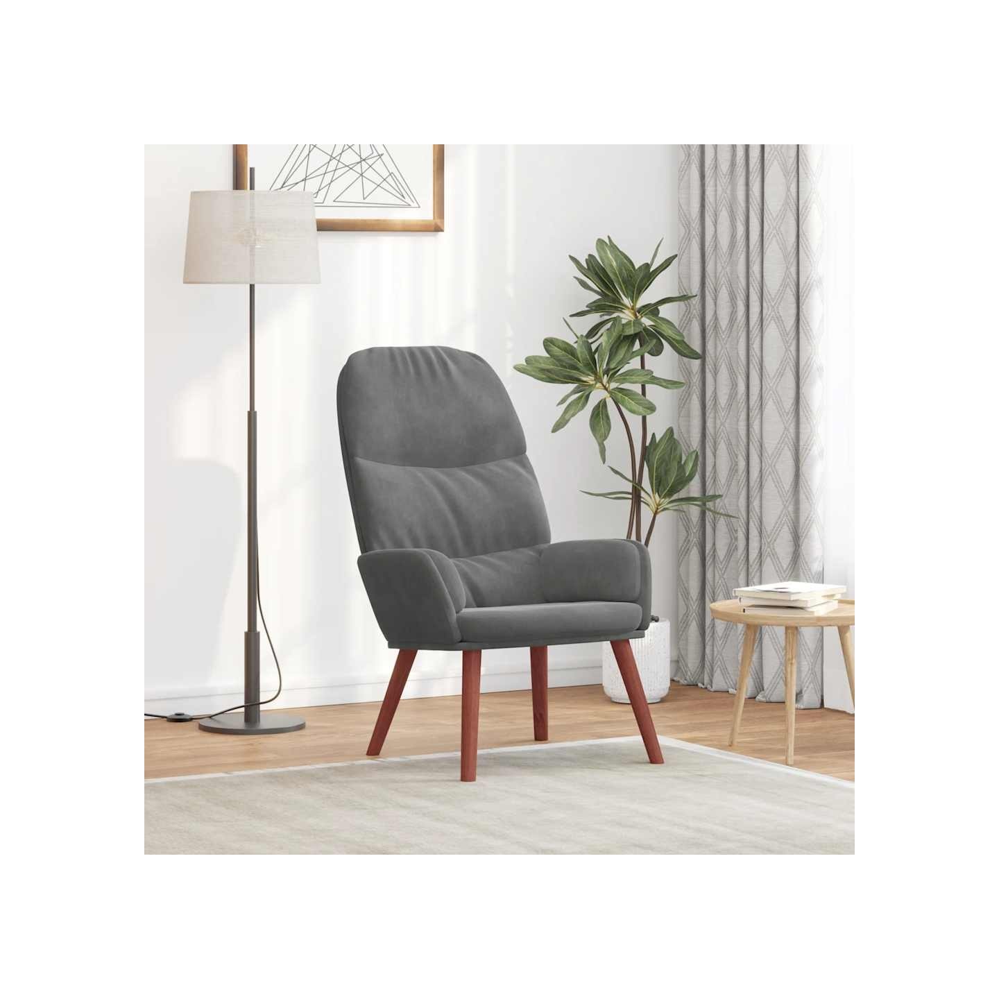 Fauteuil relaxant velours gris foncé