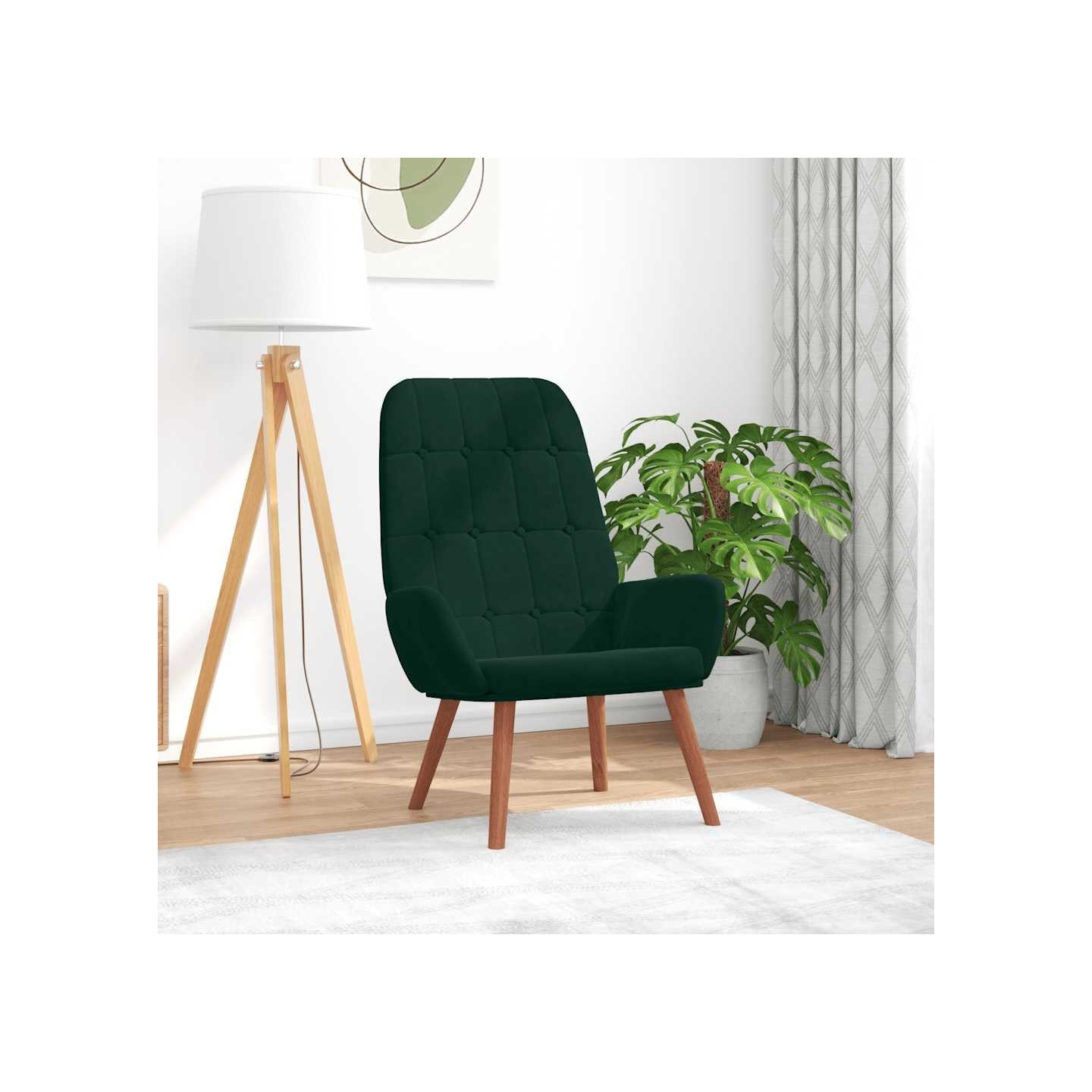 Fauteuil relaxant velours vert foncé