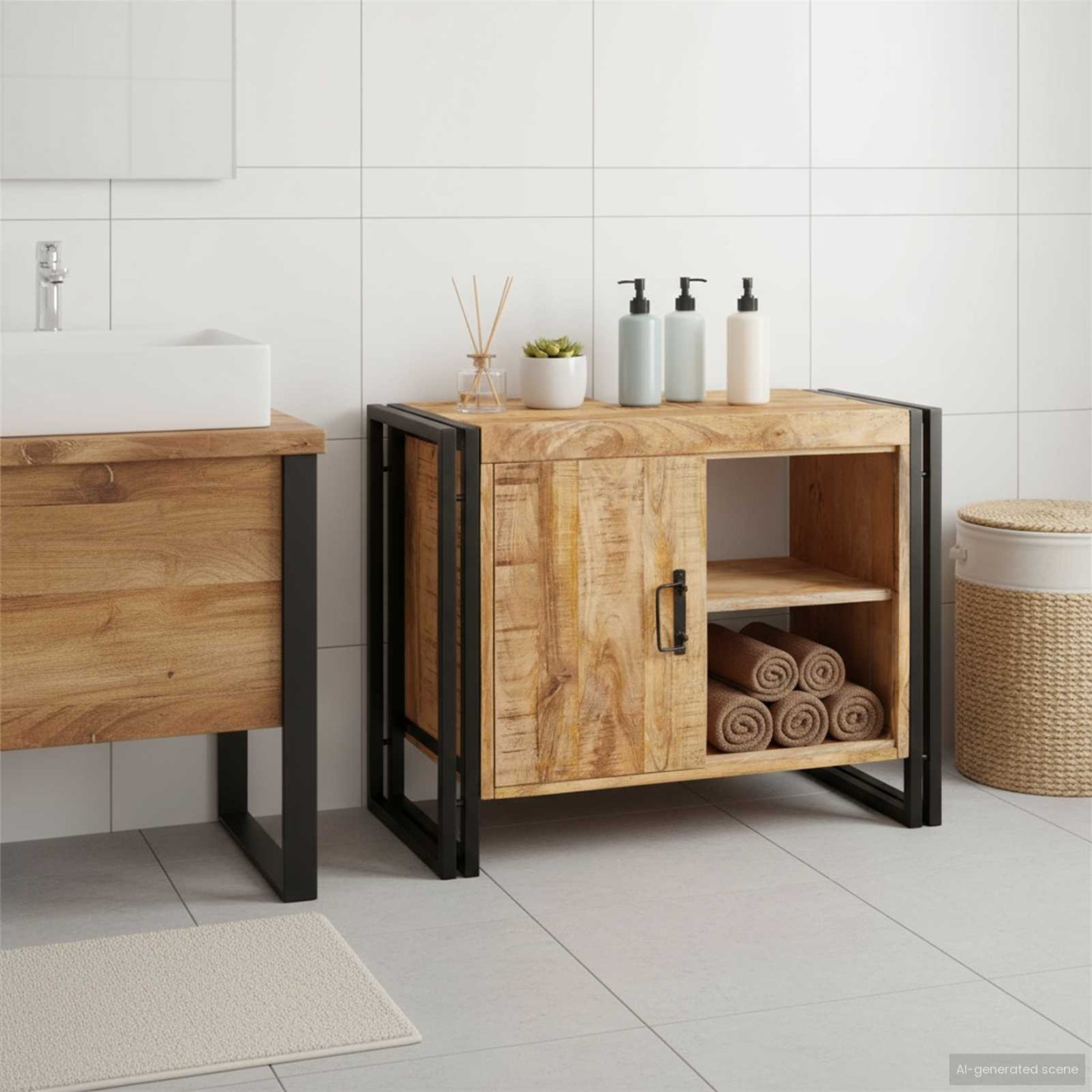 Meuble sous évier Marron 71 x 33 x 58 cm Bois de mangue massif