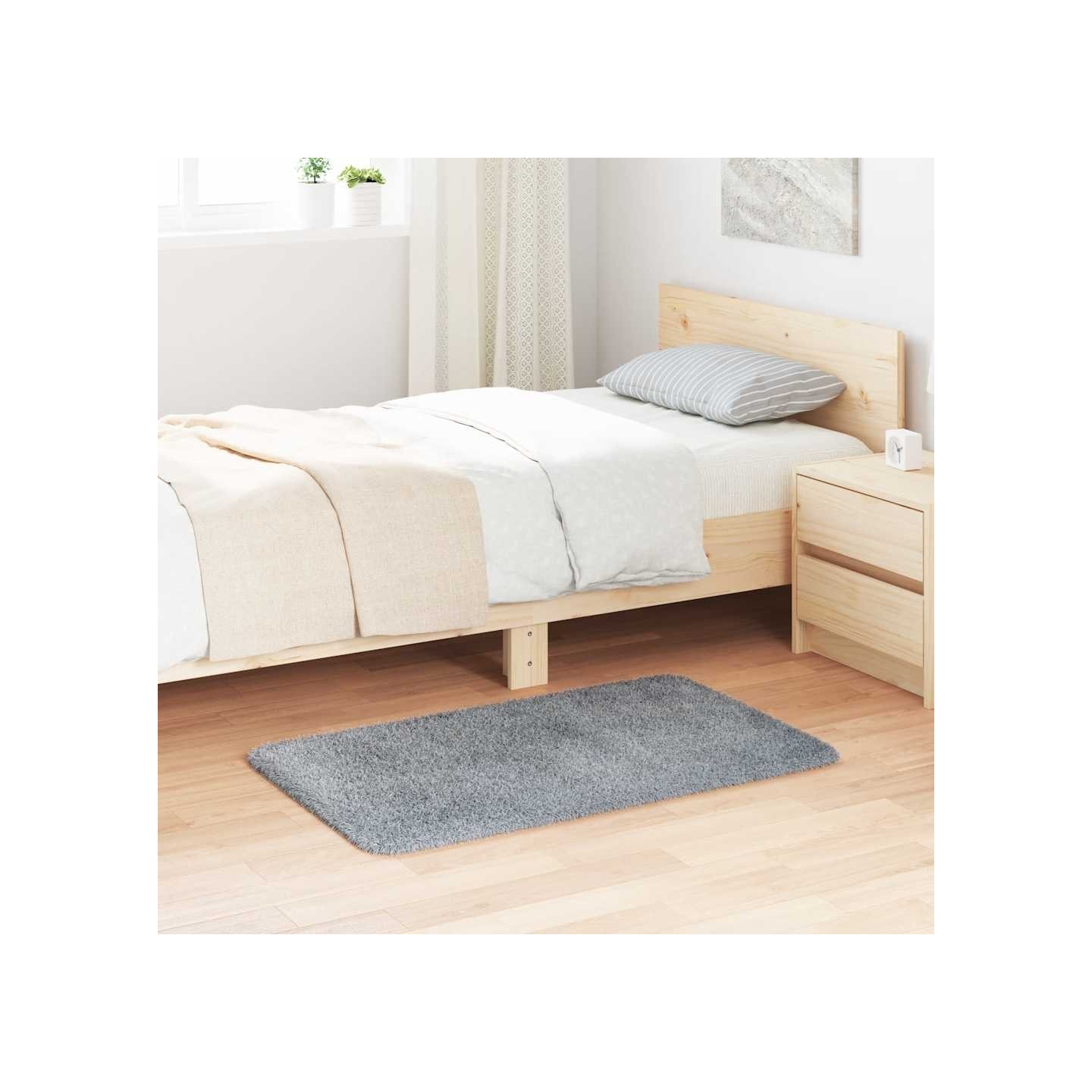 Tapis Shaggy à poils longs NAVARRA gris clair 60x100 cm