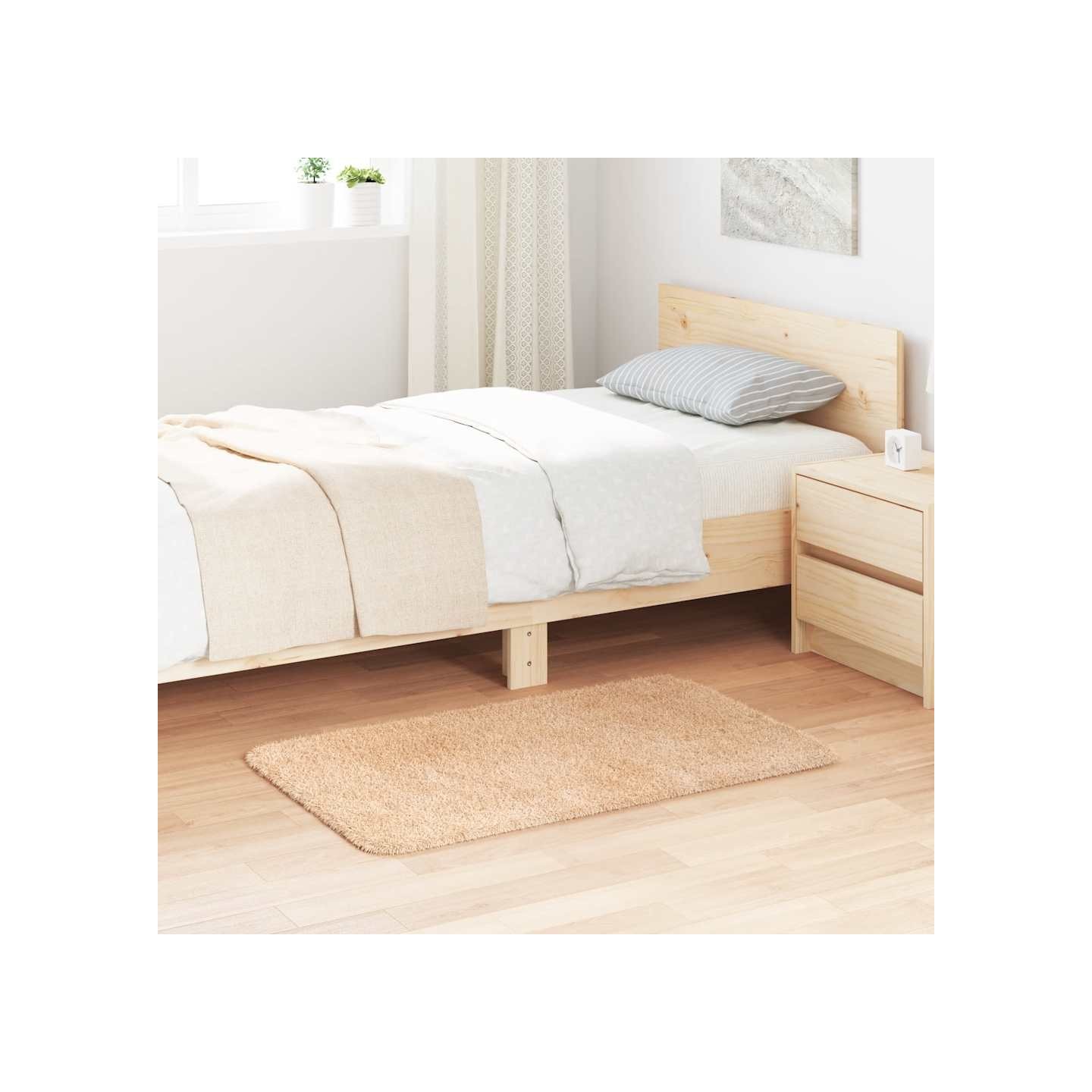 Tapis Shaggy à poils longs NAVARRA beige 60x100 cm polyester