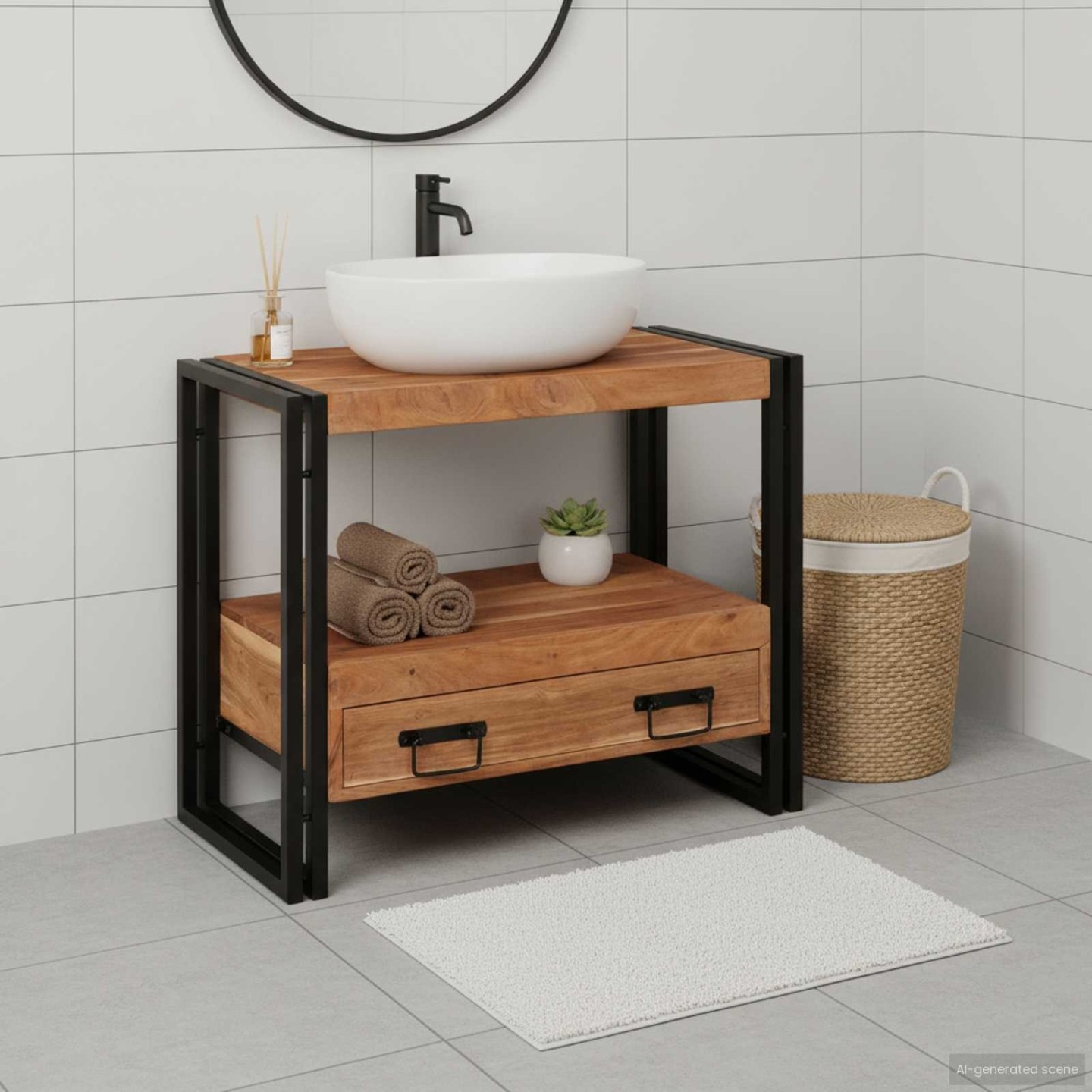 Armoire de coiffeuse avec tiroir Marron Bois d'Acacia Massif