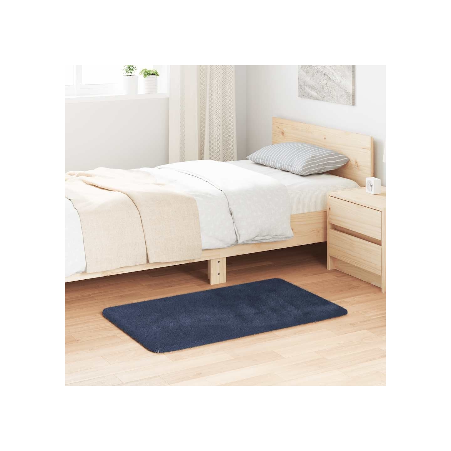 Tapis Shaggy à poils longs NAVARRA bleu marine 60x100 cm